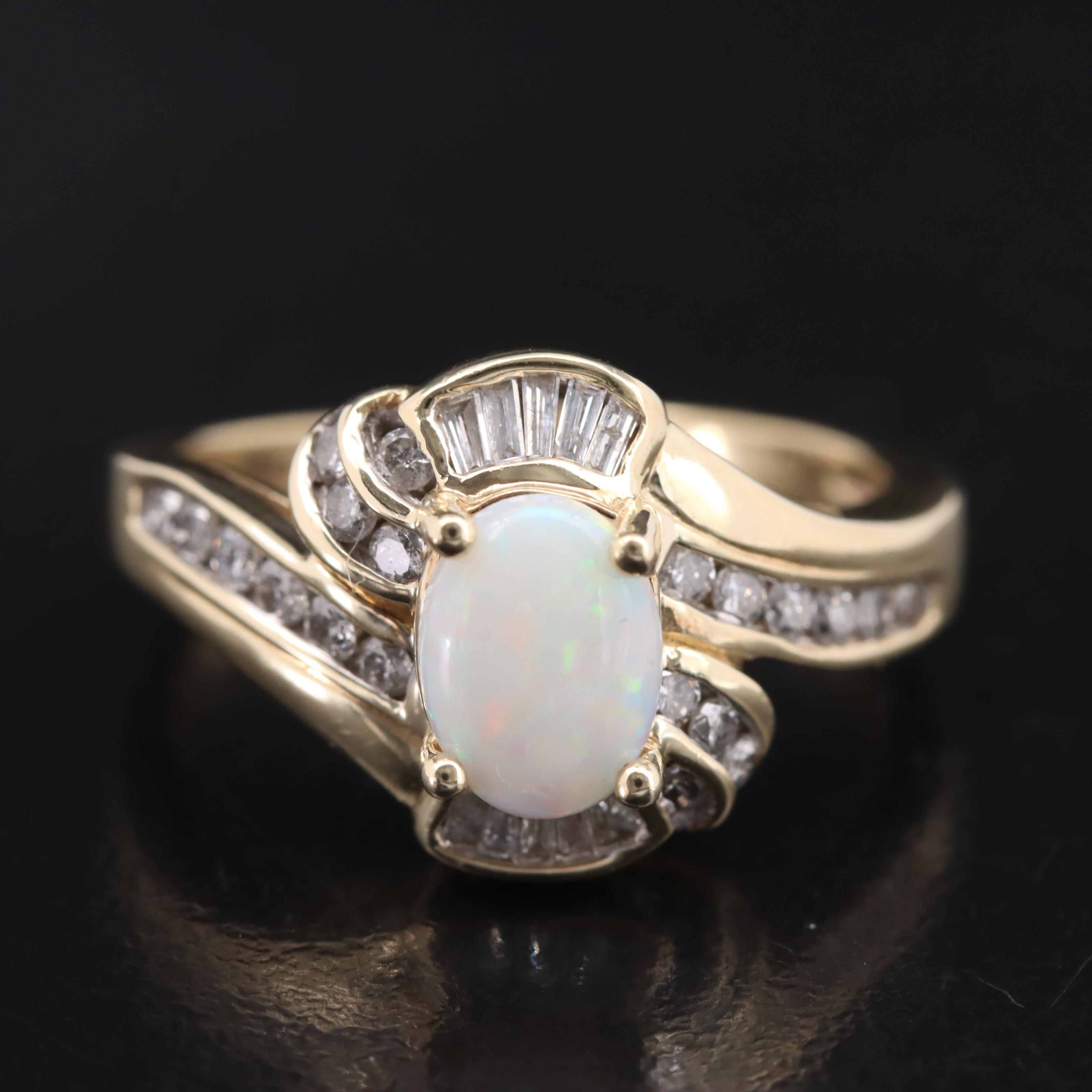10K Opal and Diamond Ring