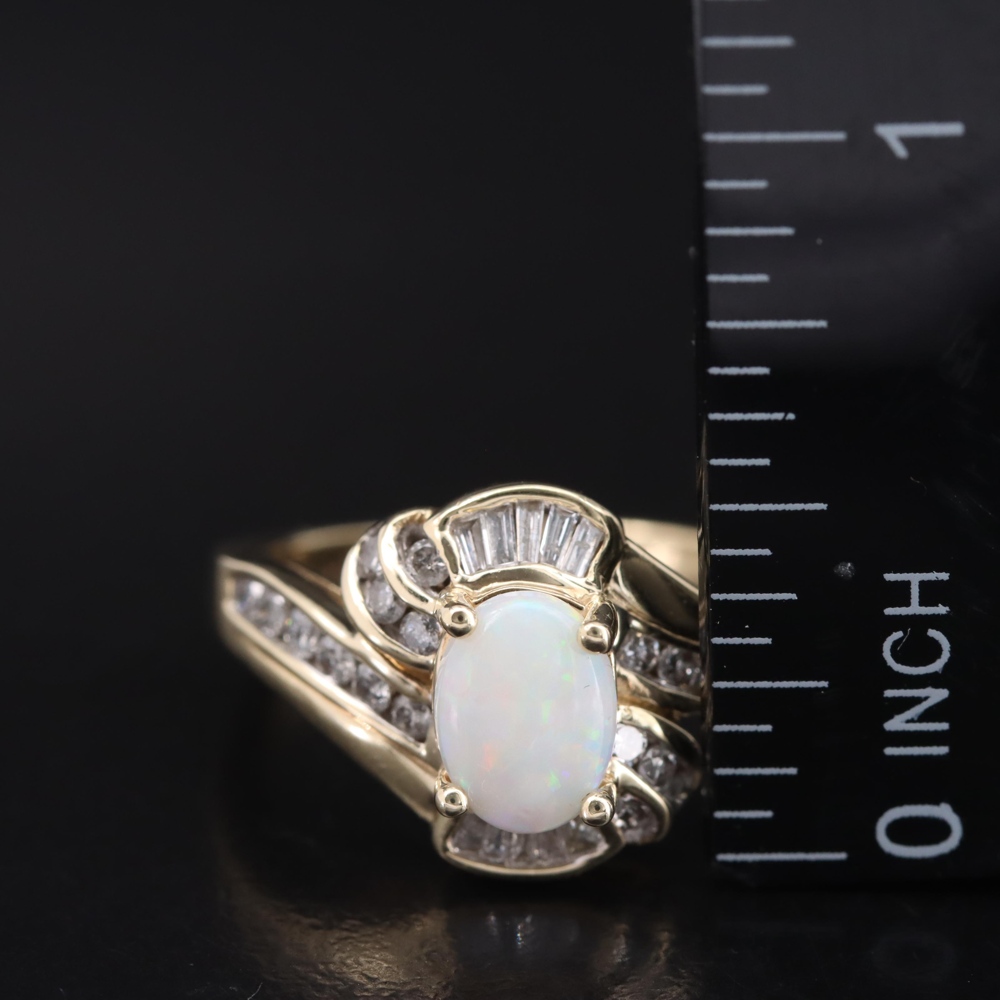 10K Opal and Diamond Ring