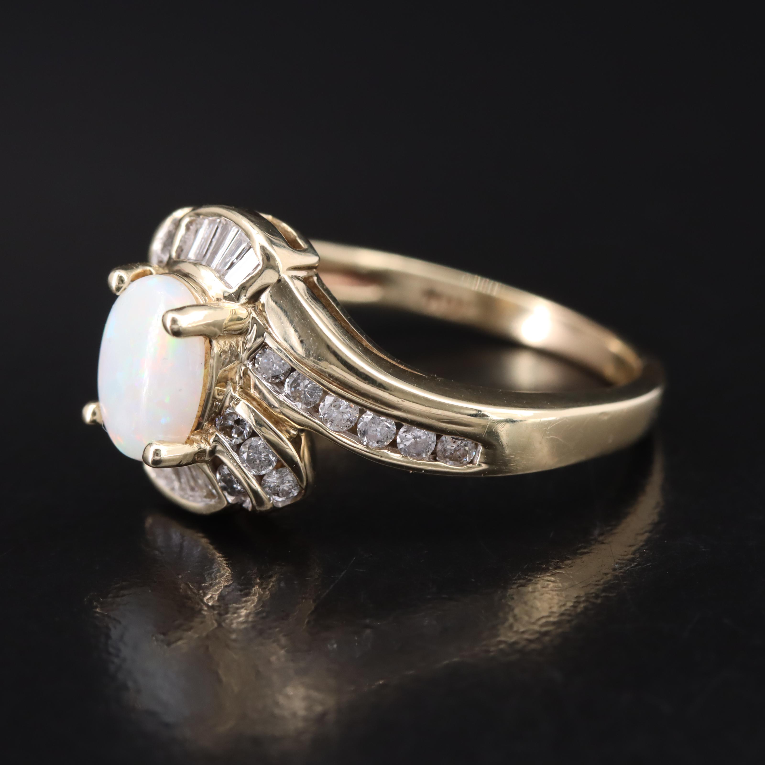 10K Opal and Diamond Ring