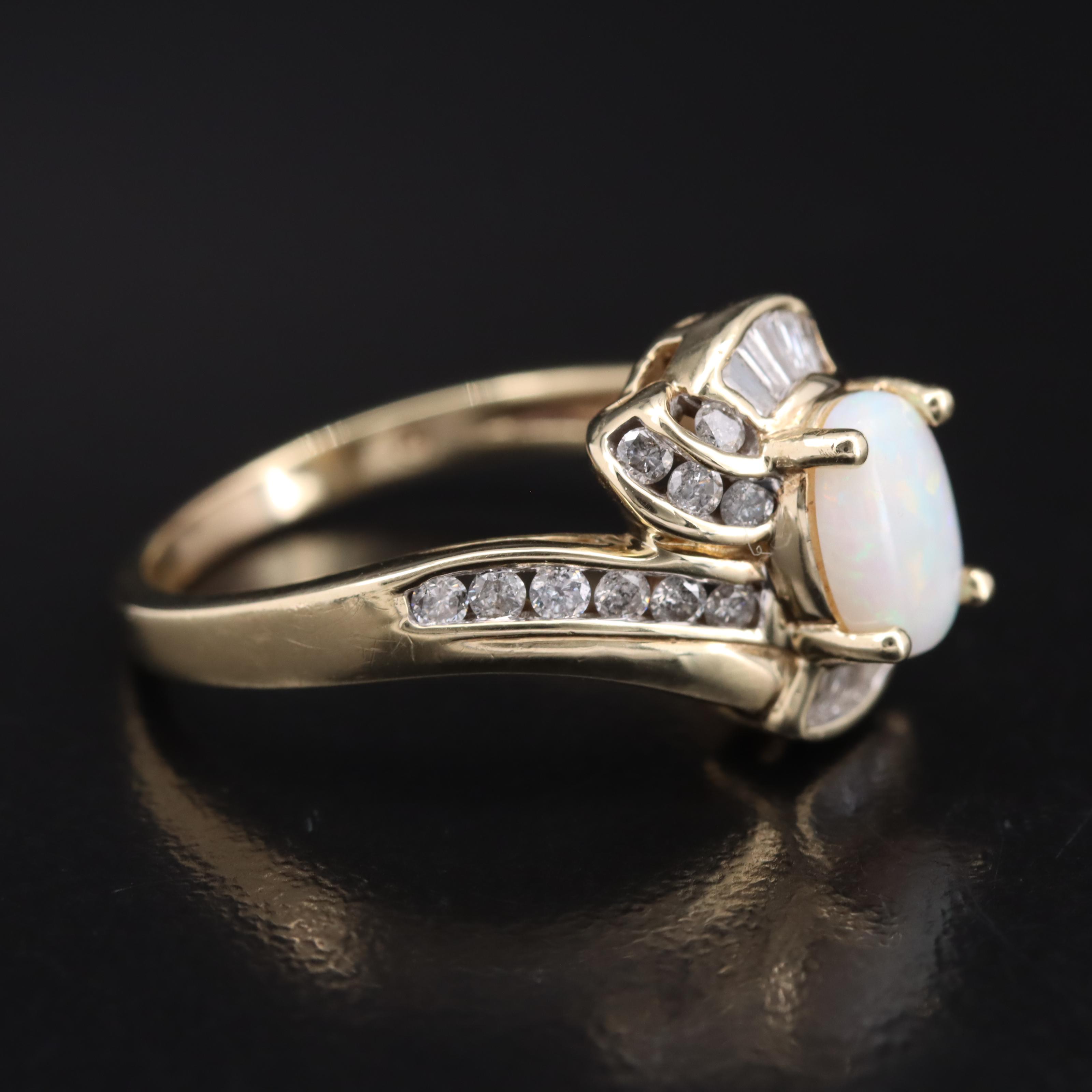 10K Opal and Diamond Ring