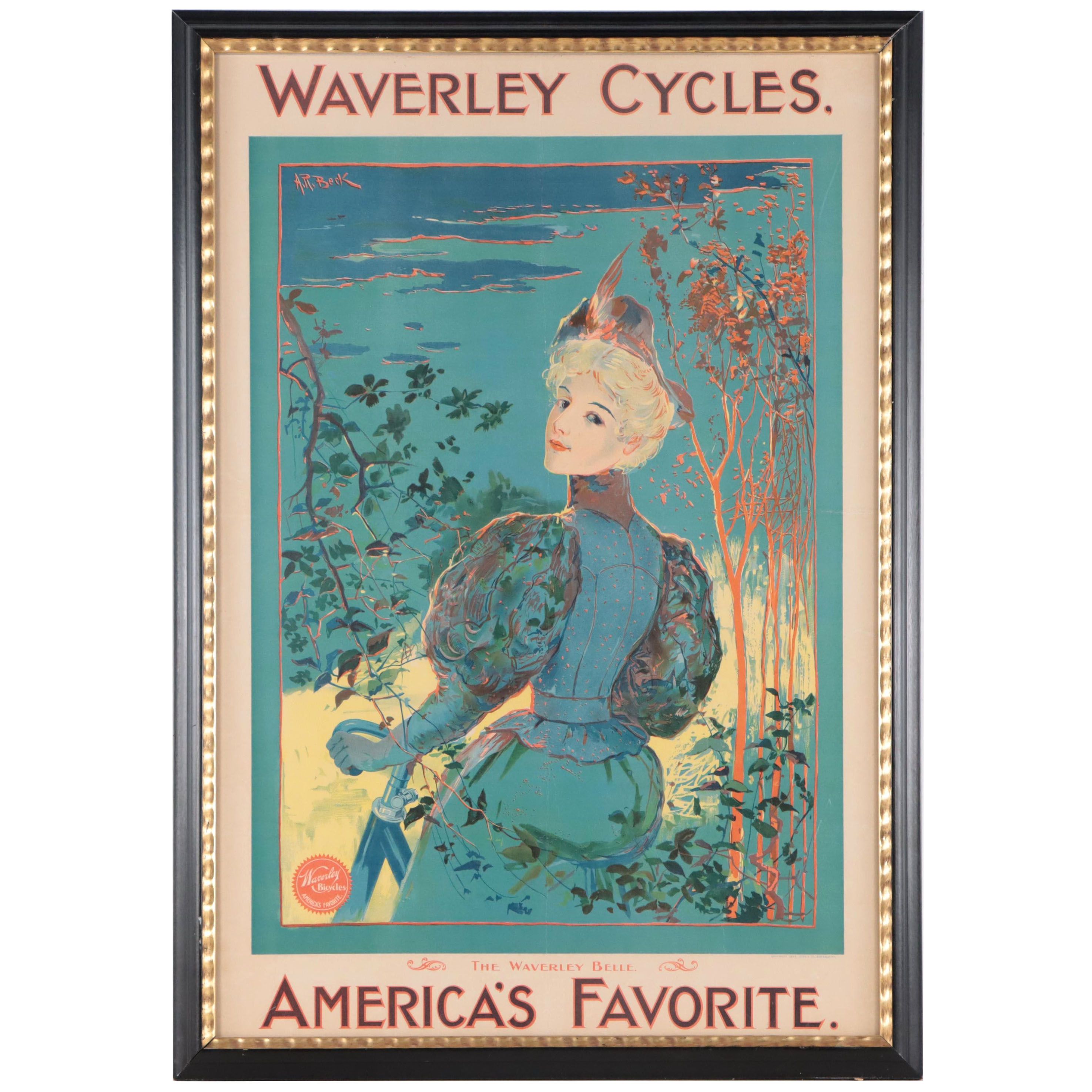 Waverley Cycles Chromolithograph Poster "The Waverley Belle," Circa 1896