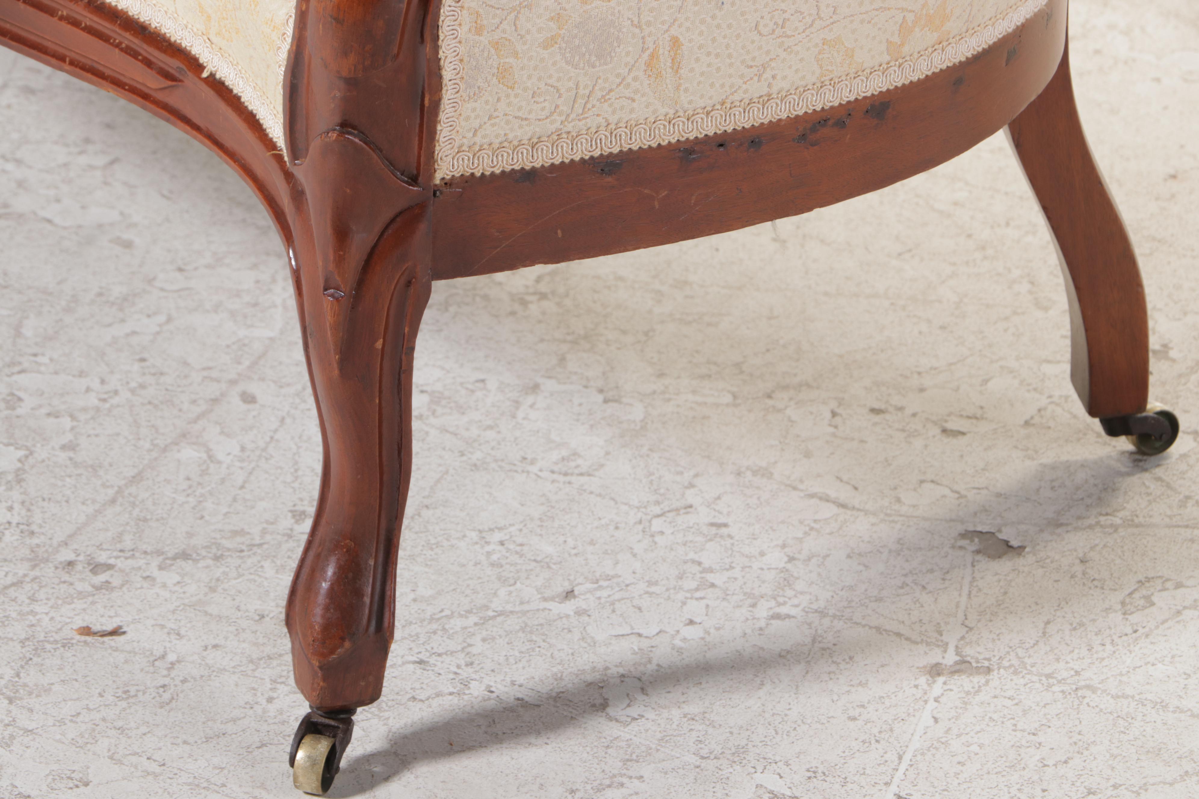 Victorian Rococo Revival Walnut and Upholstered Settee, Late 19th Century