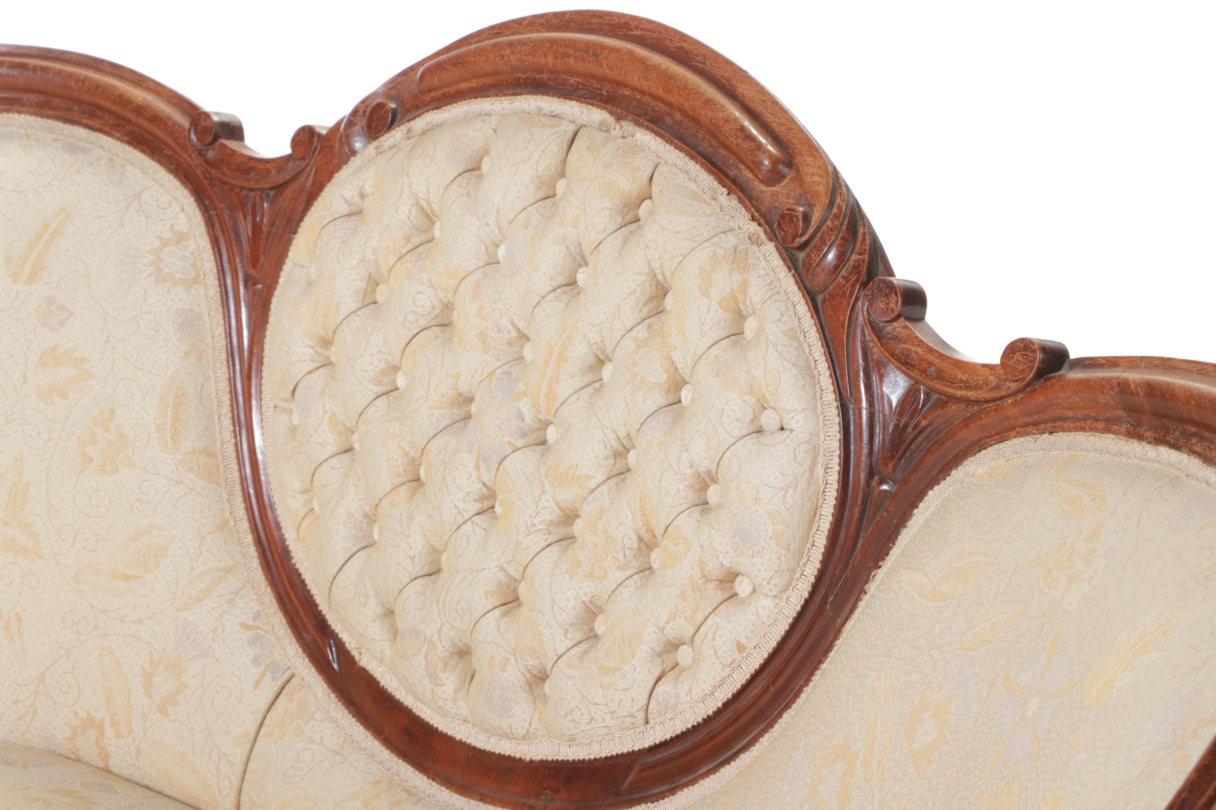 Victorian Rococo Revival Walnut and Upholstered Settee, Late 19th Century