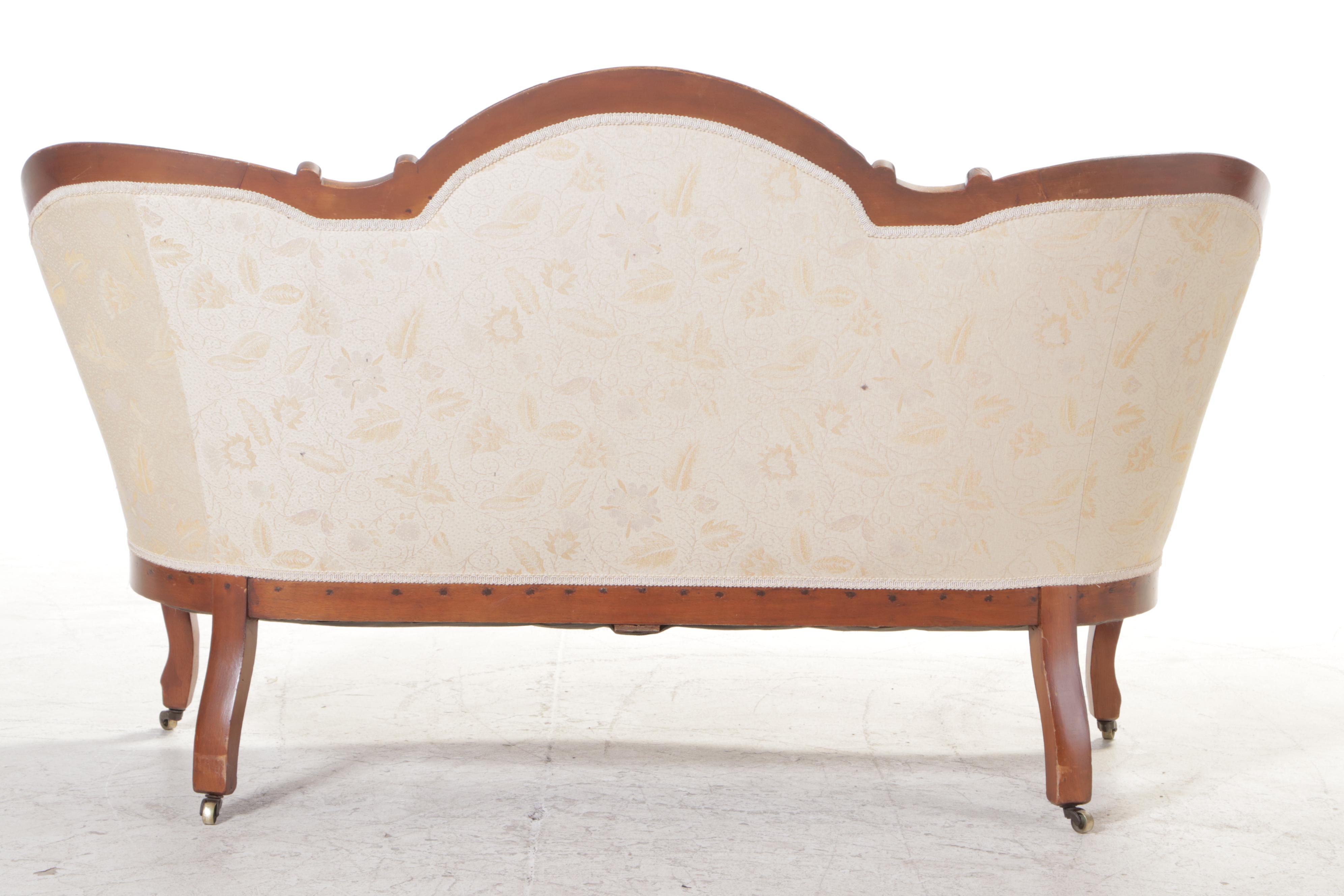 Victorian Rococo Revival Walnut and Upholstered Settee, Late 19th Century