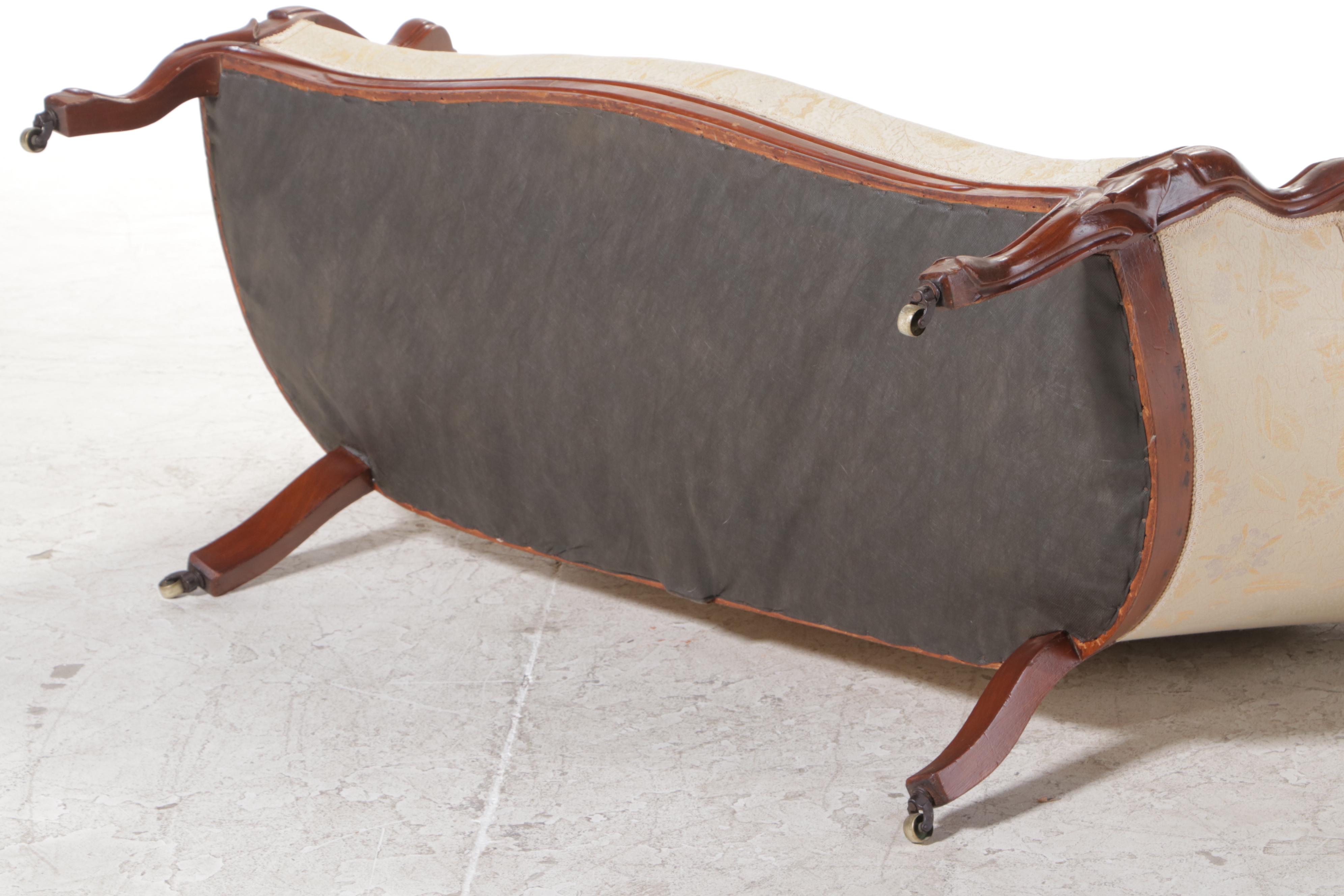 Victorian Rococo Revival Walnut and Upholstered Settee, Late 19th Century