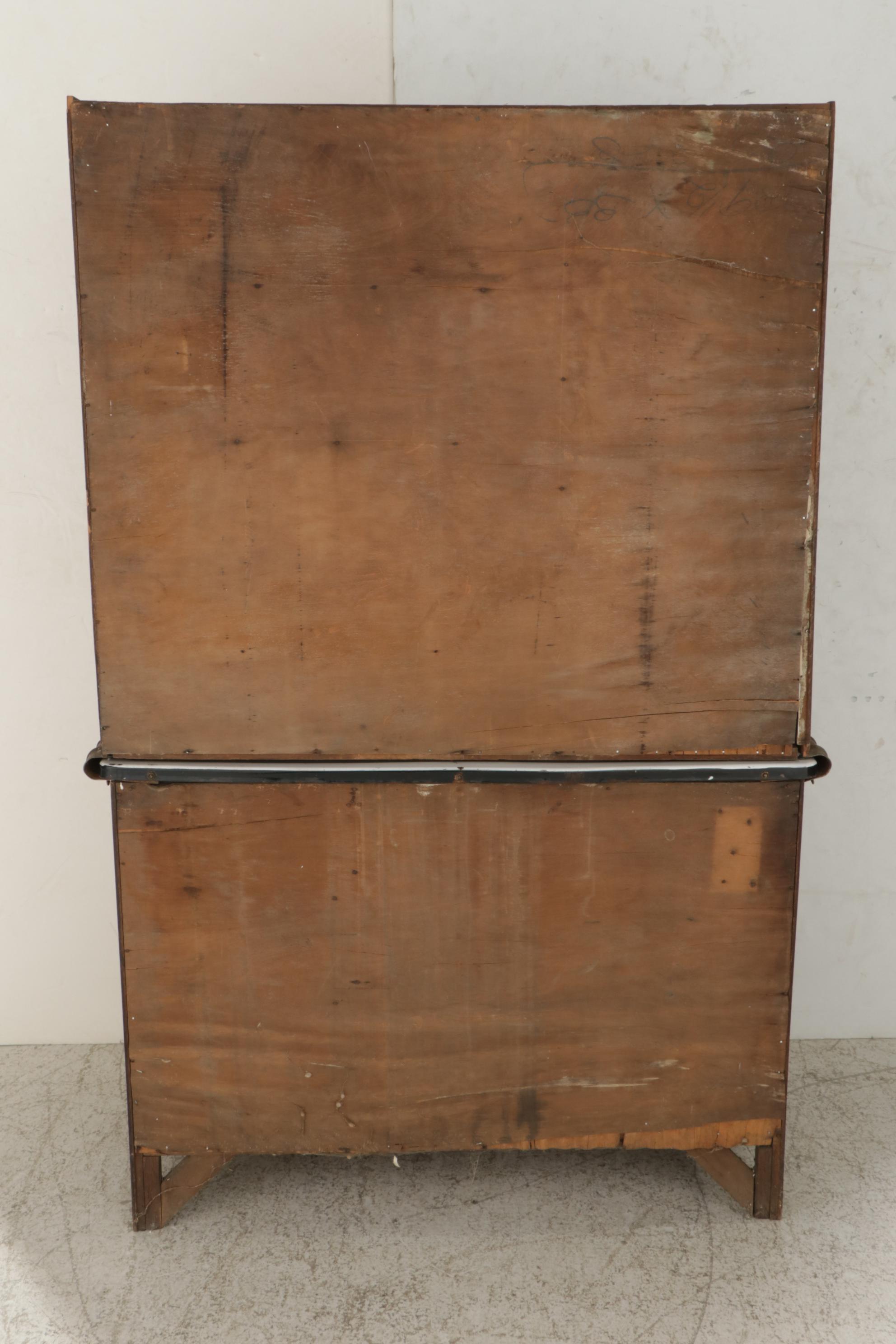 Arts & Crafts Oak and Enameled Metal Hoosier Style Kitchen Work Cabinet