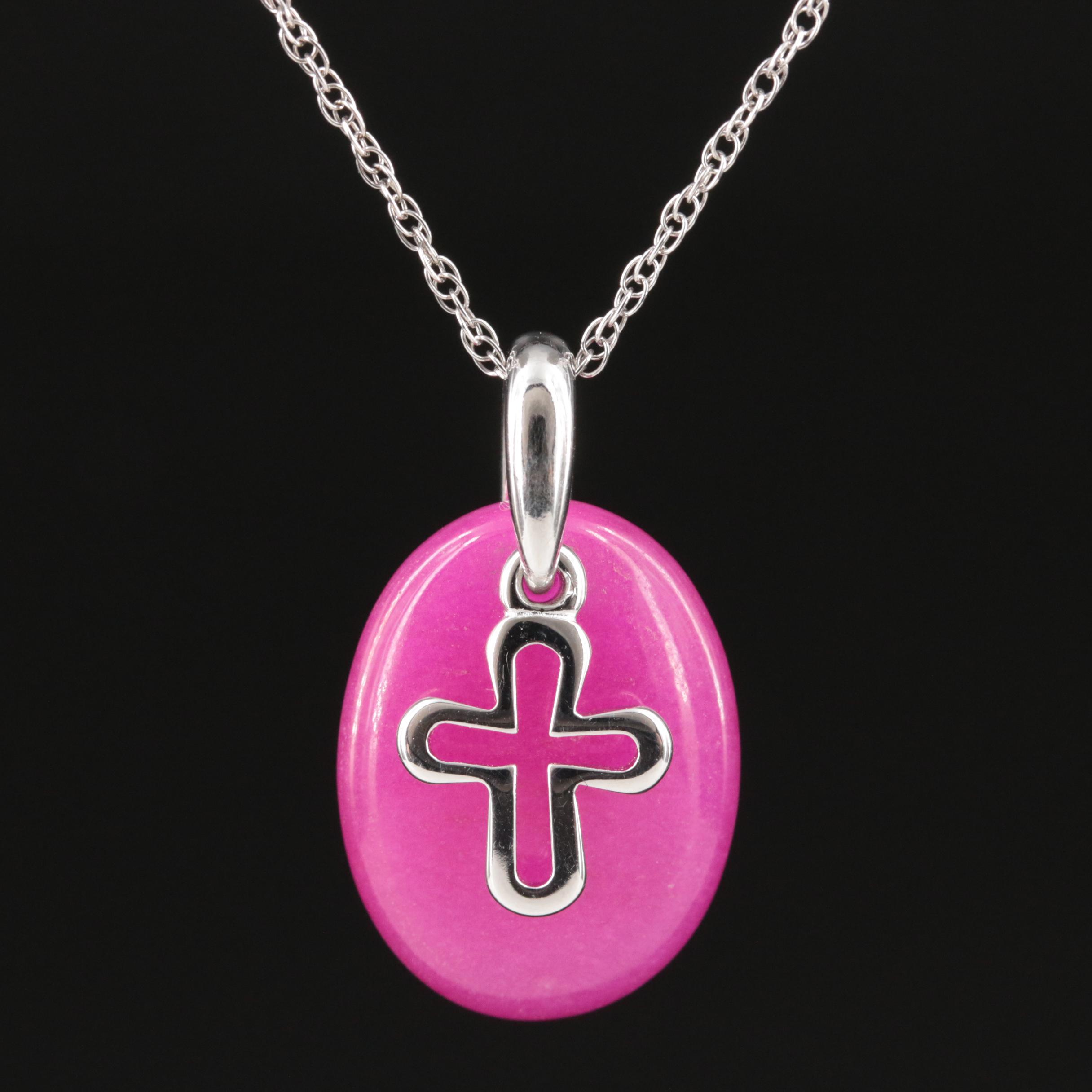 Sterling Quartzite Cross Pendant Necklace