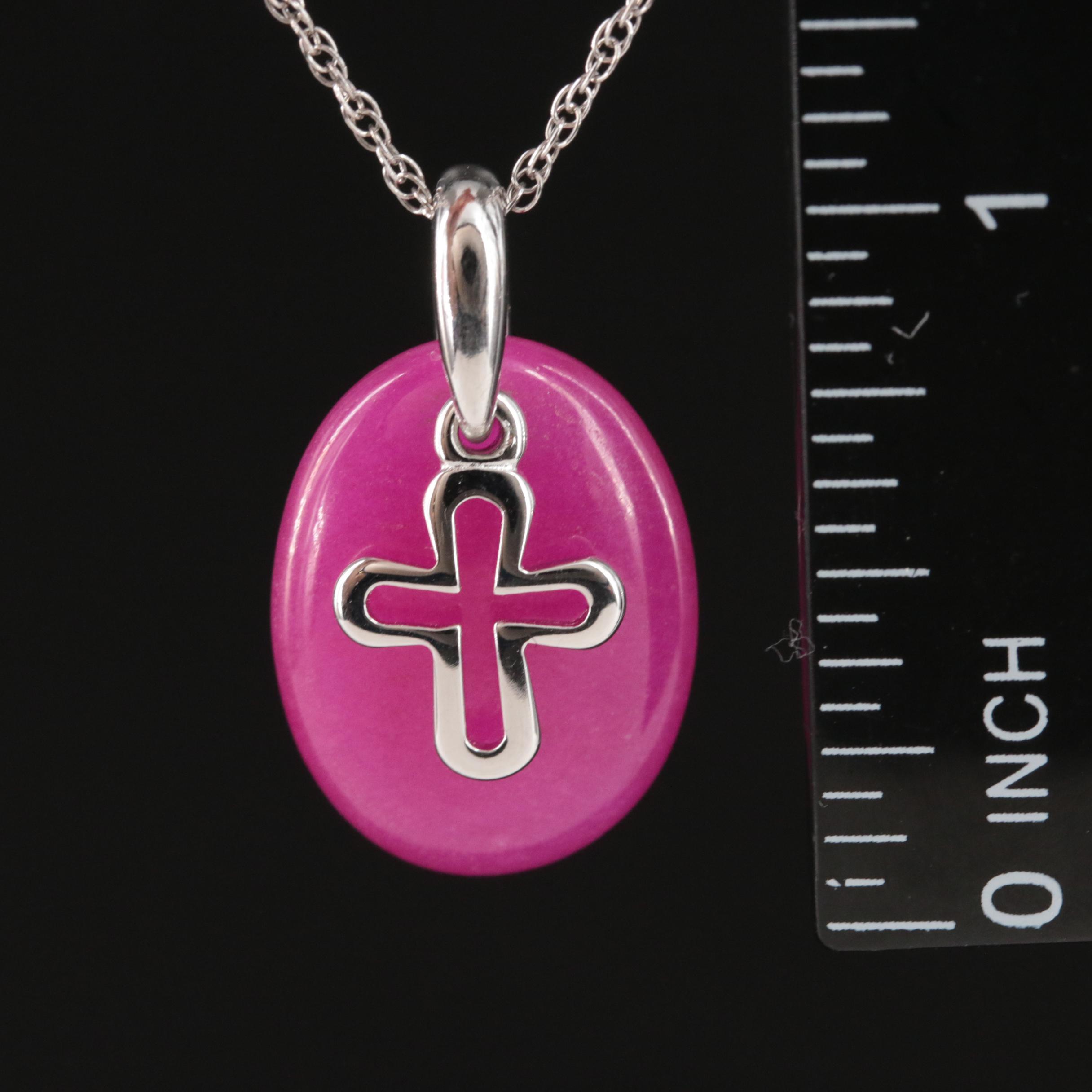 Sterling Quartzite Cross Pendant Necklace