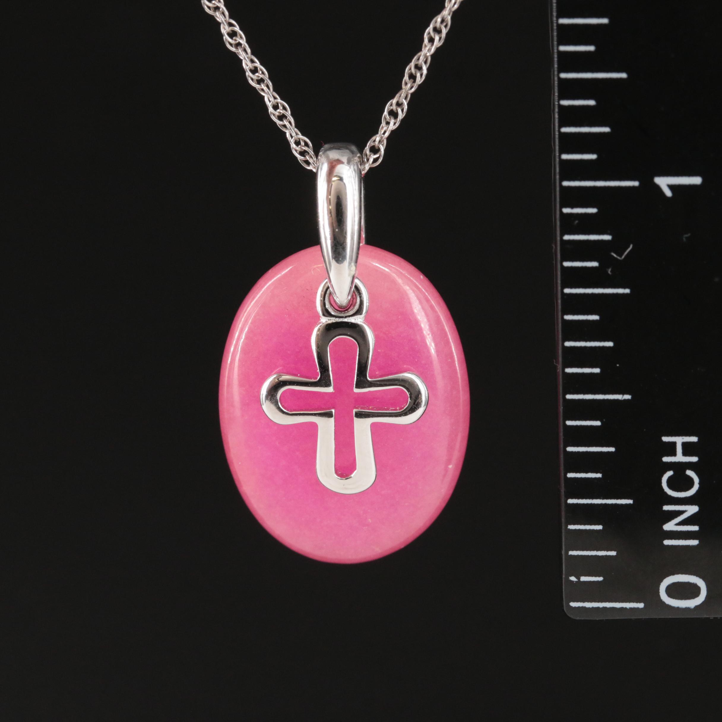 Sterling Quartzite Cross Pendant Necklace