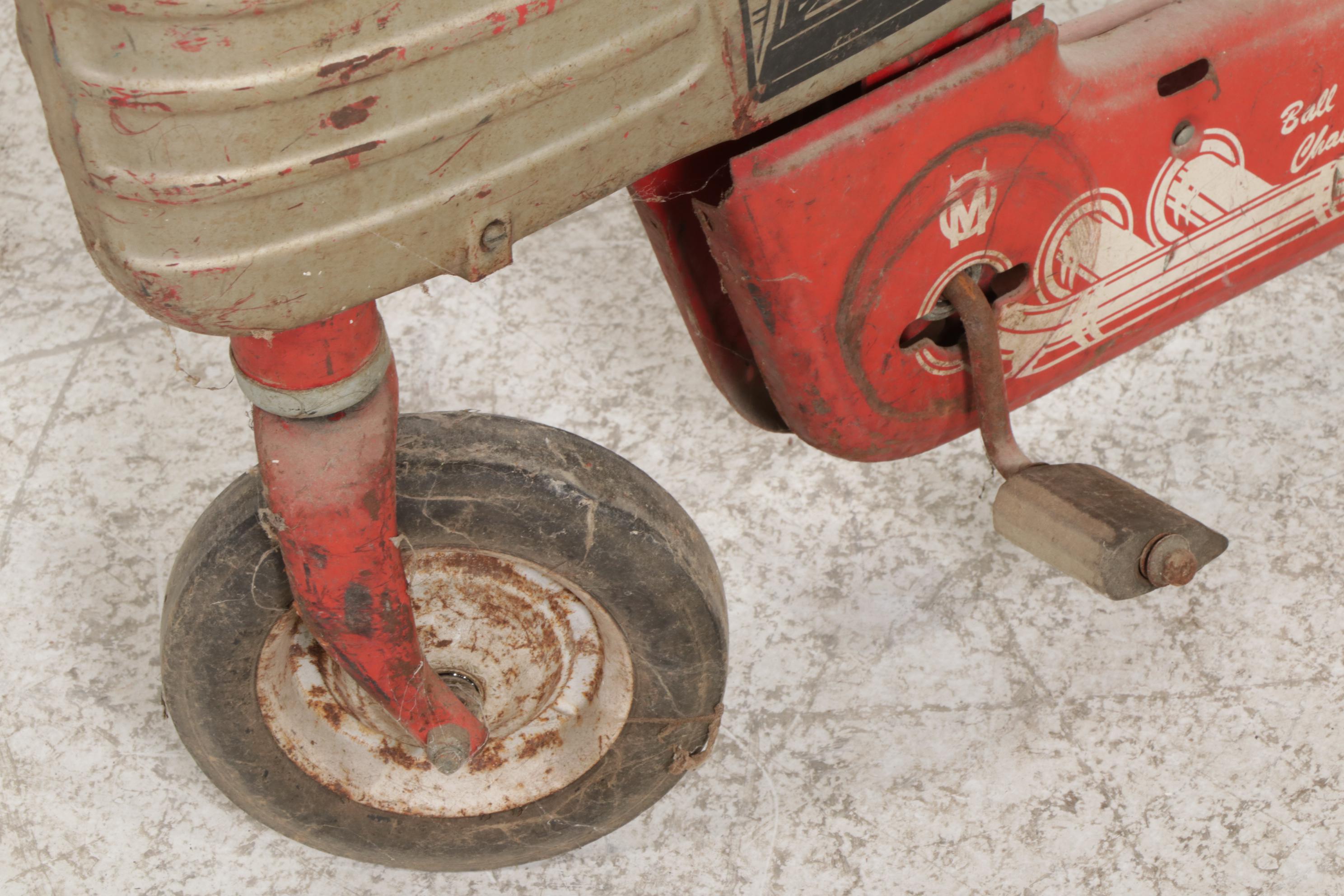Murray "TRAC" Steel Tractor Pedal Car with Wooden Seat, 1950s
