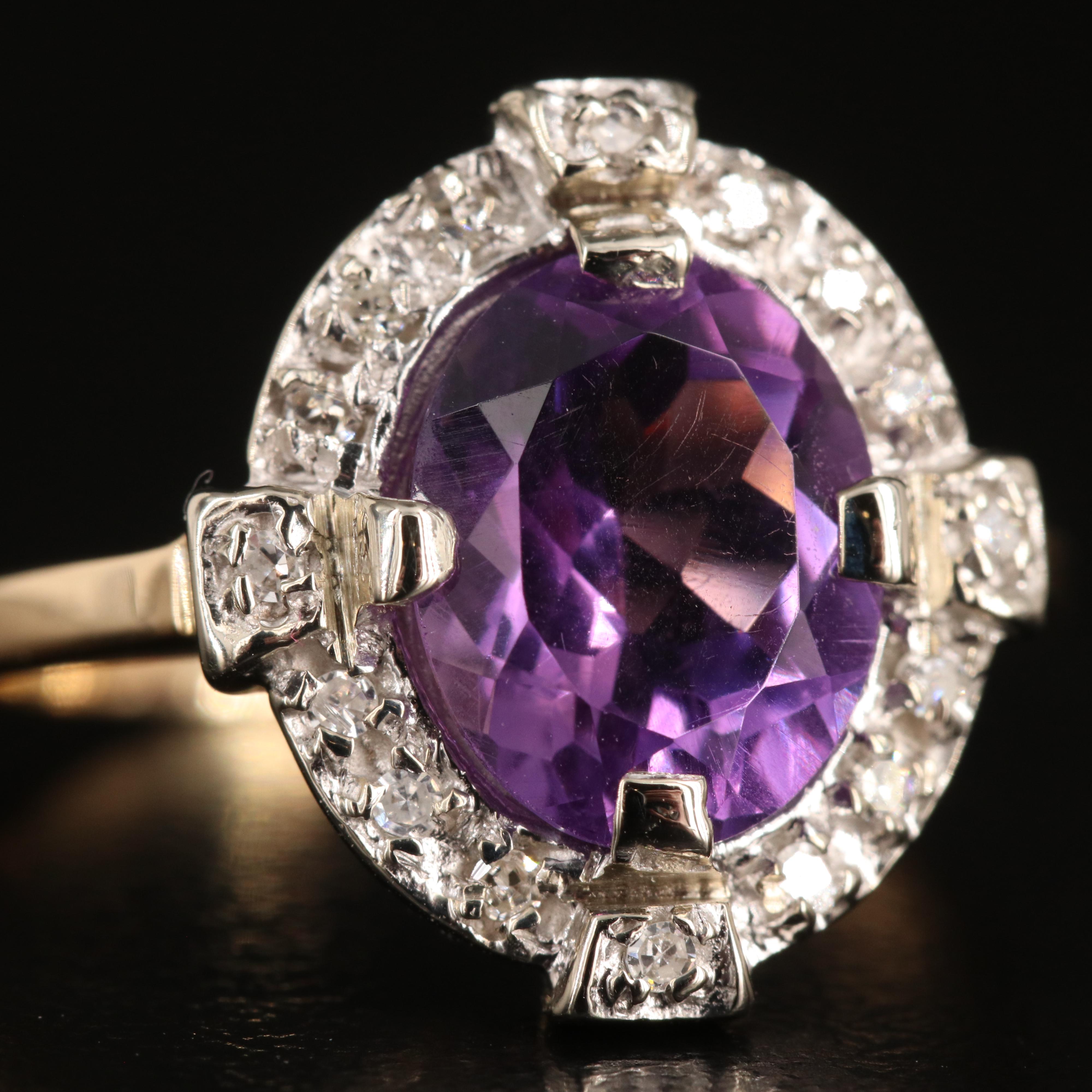14K Amethyst and Diamond Ring