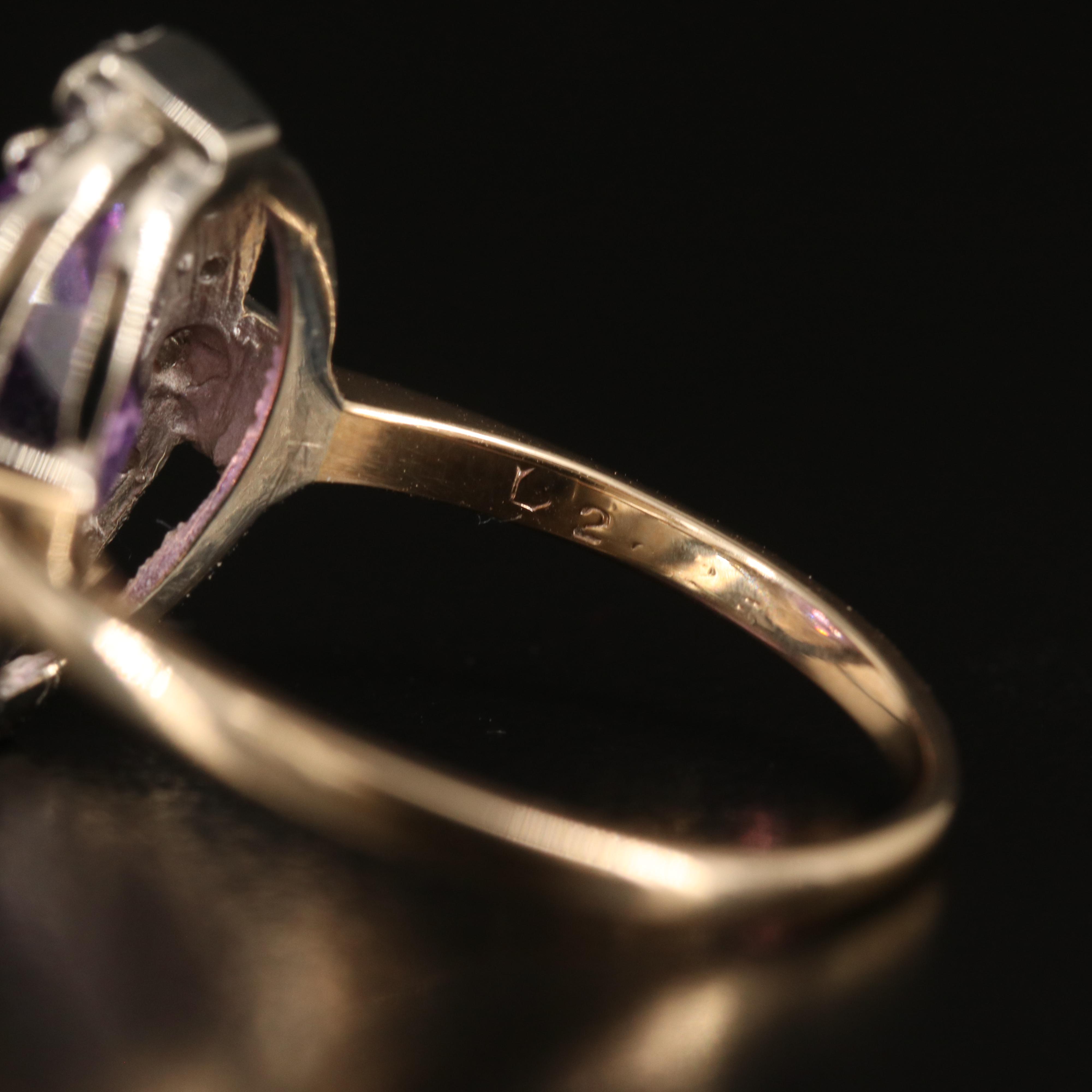 14K Amethyst and Diamond Ring