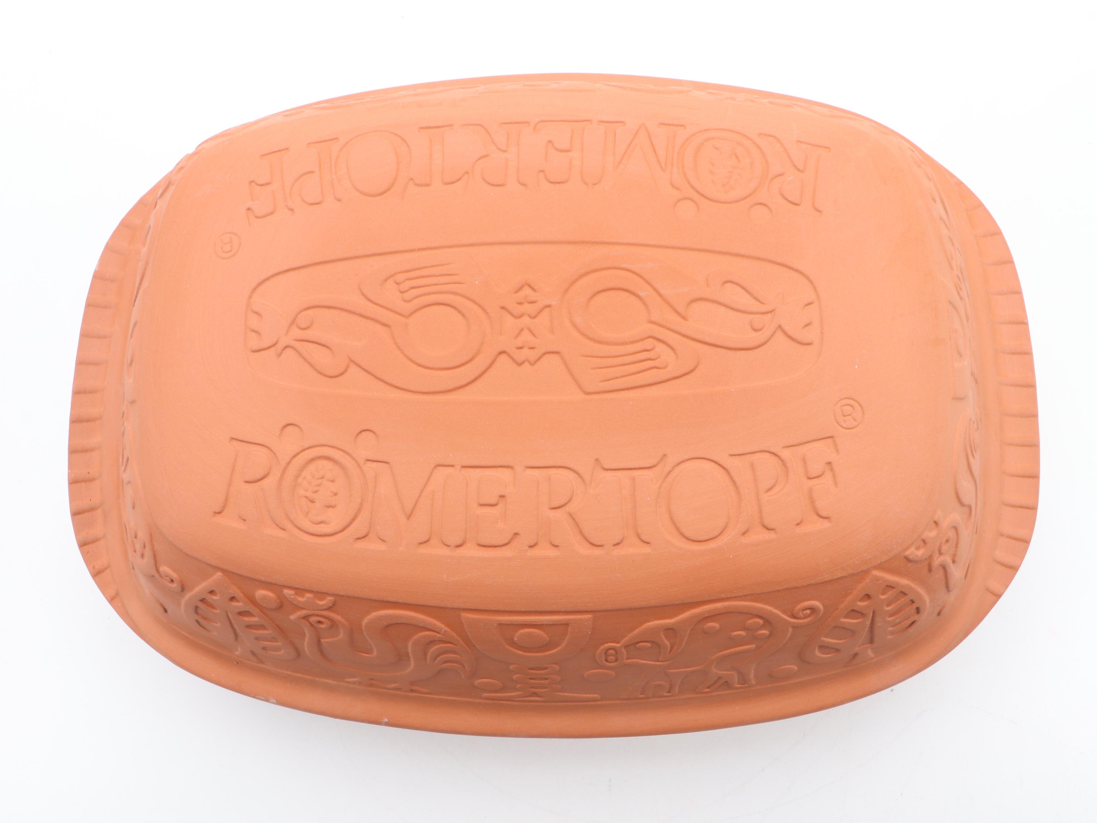 German Römertopf Clay Cooker with Garlic Baker and Shortbread Pan