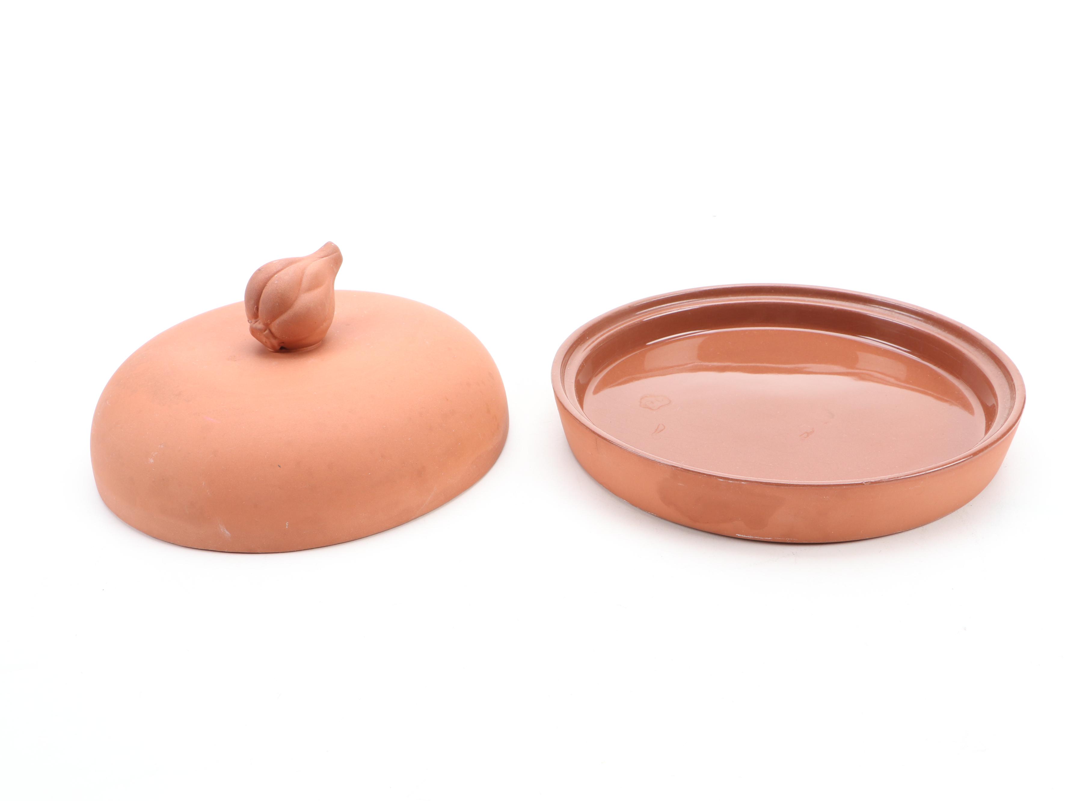 German Römertopf Clay Cooker with Garlic Baker and Shortbread Pan