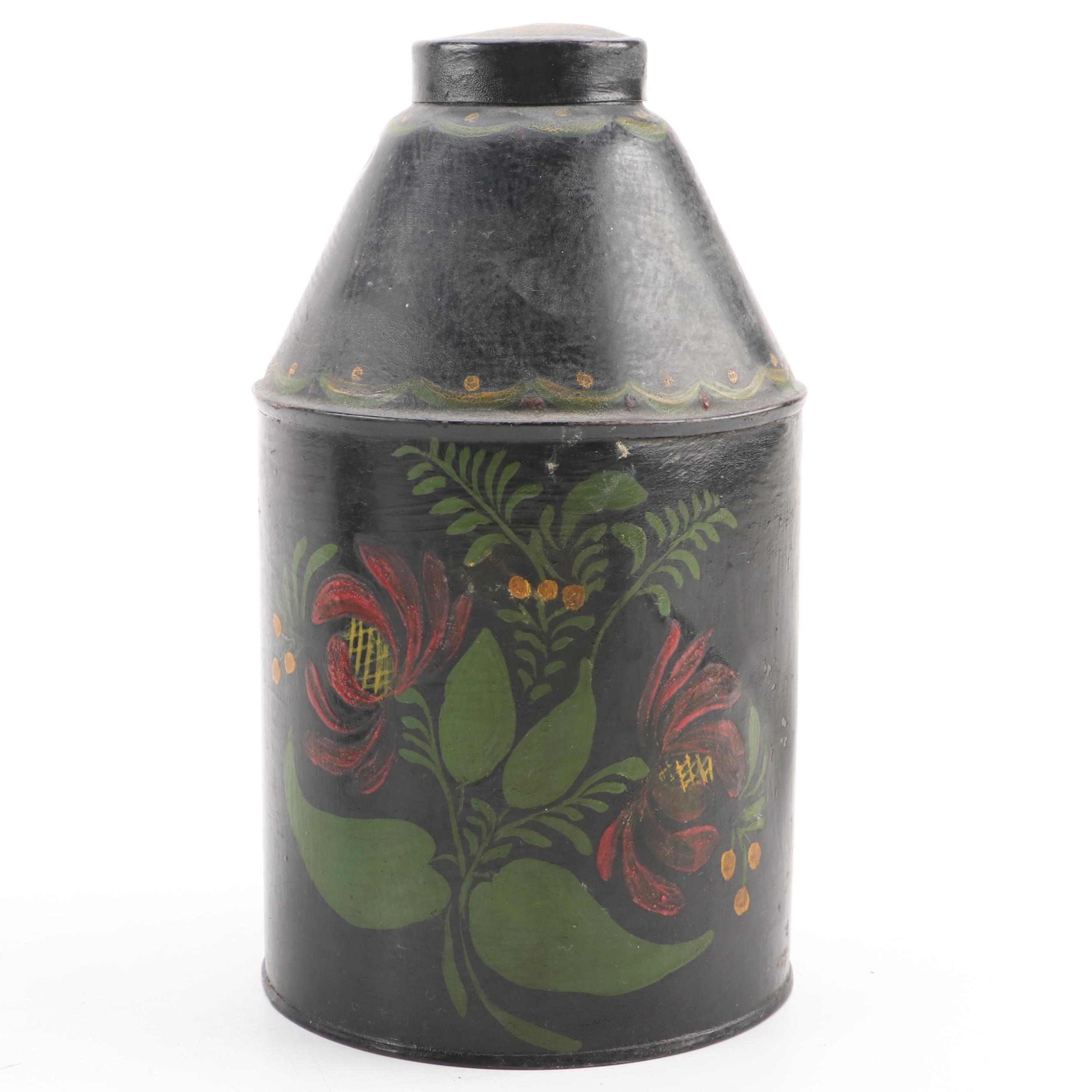 Arcade Cast Iron Lemon Squeezer with Toleware Containers and Other Kitchenware