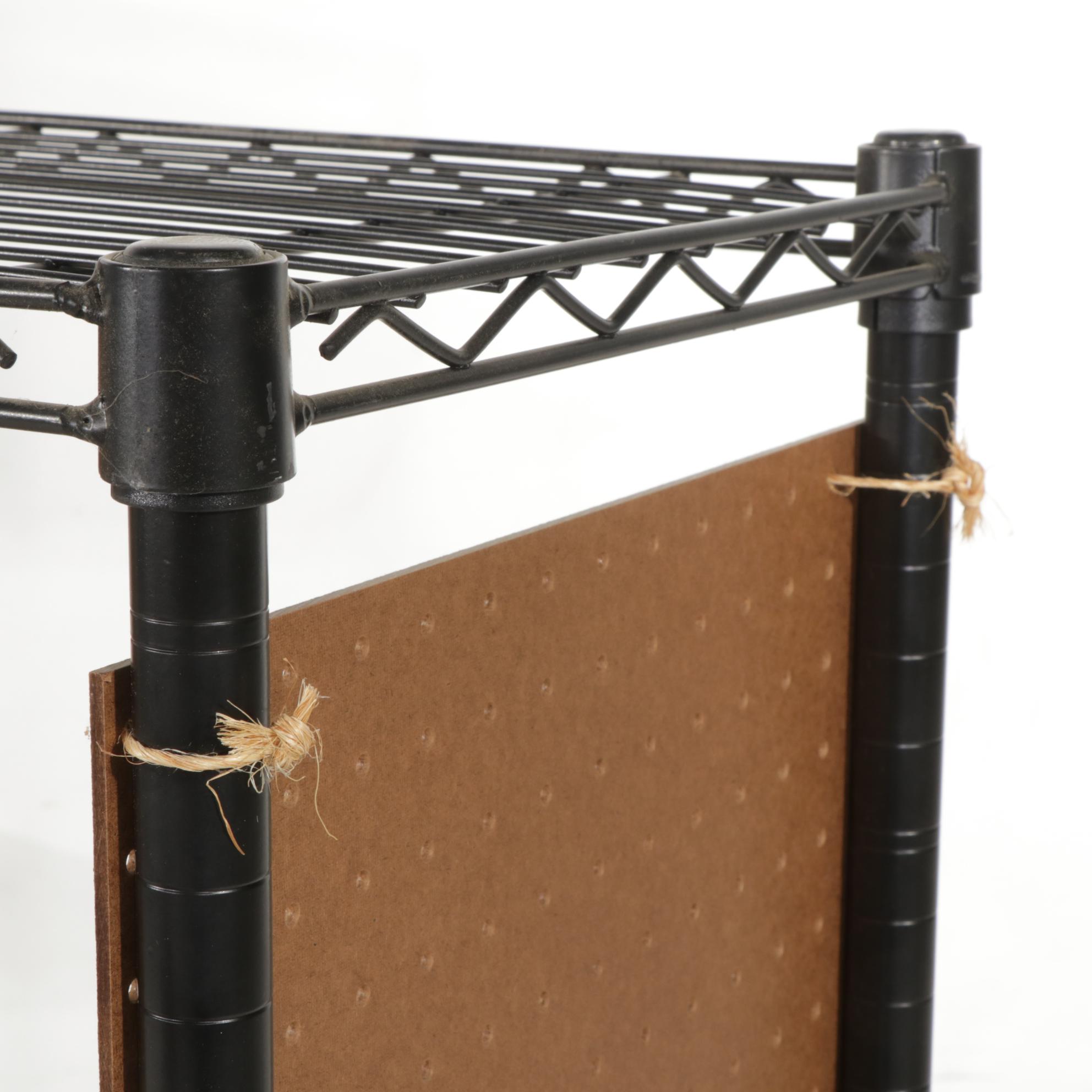 Group of Five Contemporary Four-Tiered Wire Rolling Shelving Racks