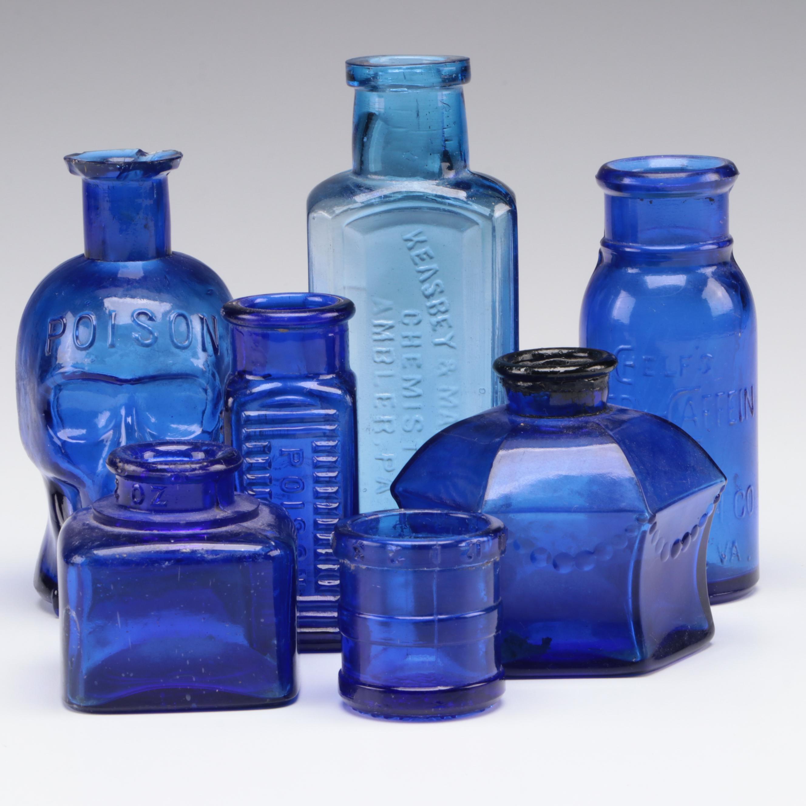 Keasbey & Mattison, Chelf Chemical and Other Cobalt Glass Bottles