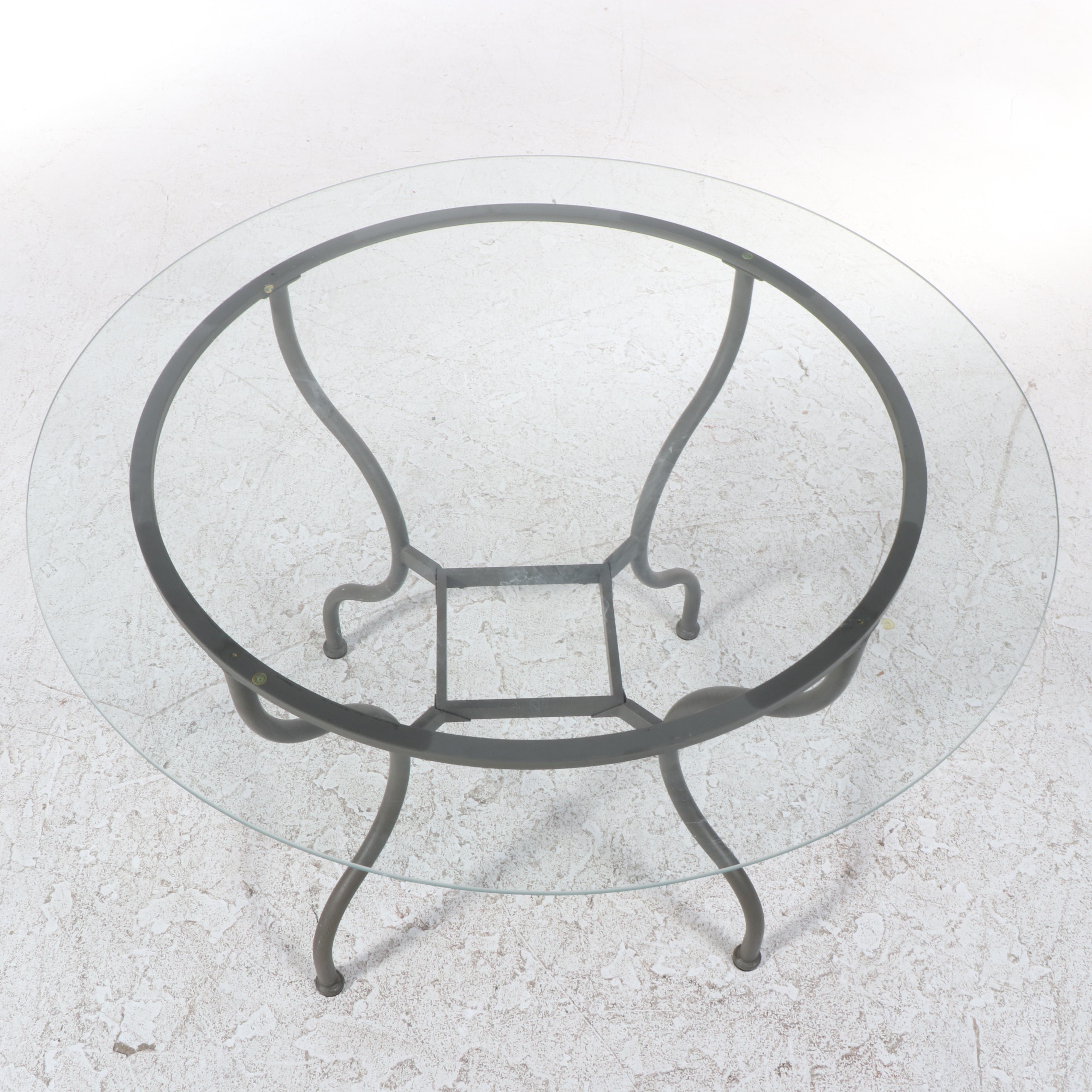 Four IKEA Oleby Metal Dining Chairs with Glass-Top Metal Table