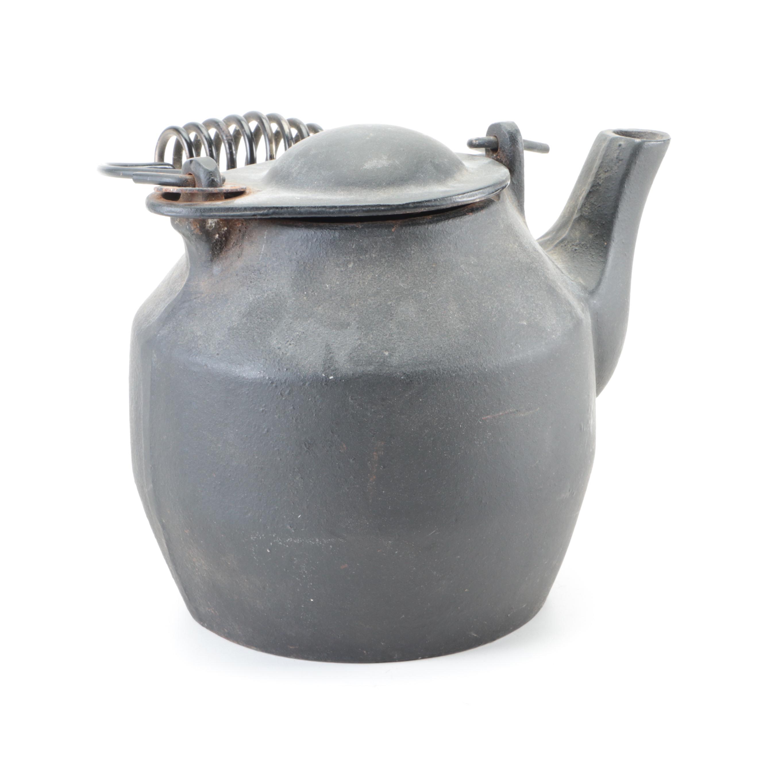 Griswold Wagner Ware Cast Iron Pot With John Wright Tea Kettle