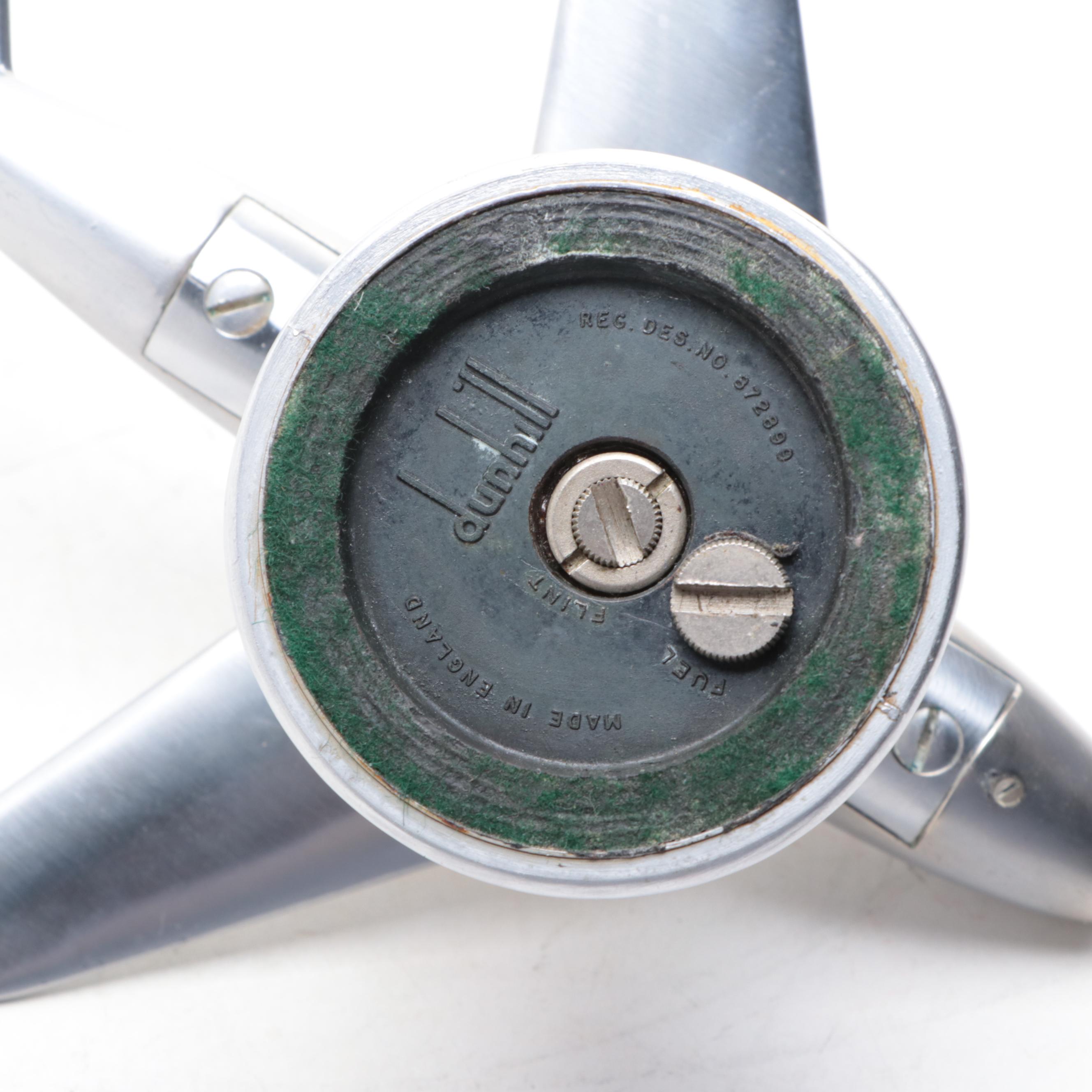 Dunhill Chrome Airplane Table Lighter with Other Novelty Lighter and Cigar Case