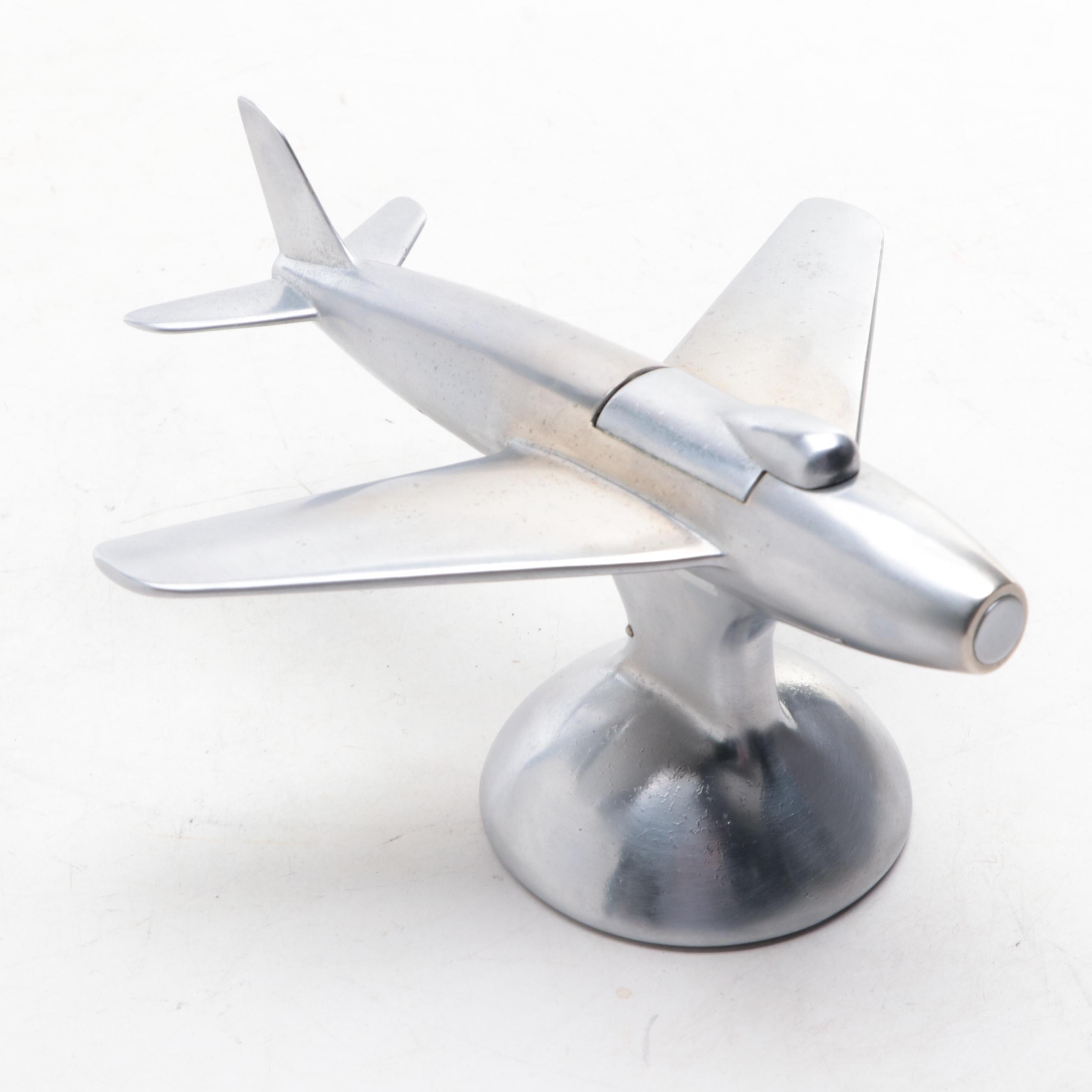 Dunhill Chrome Airplane Table Lighter with Other Novelty Lighter and Cigar Case