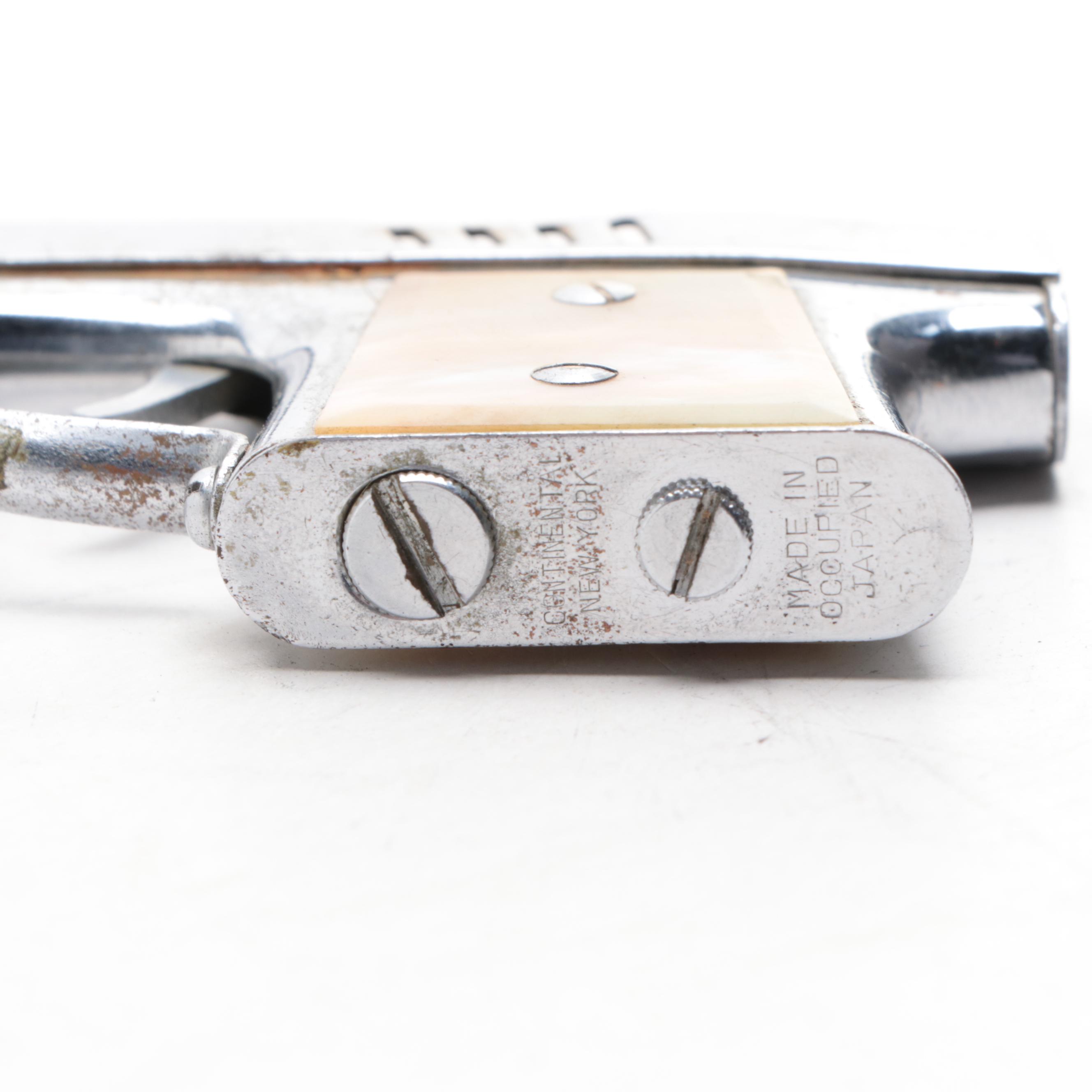 Dunhill Chrome Airplane Table Lighter with Other Novelty Lighter and Cigar Case