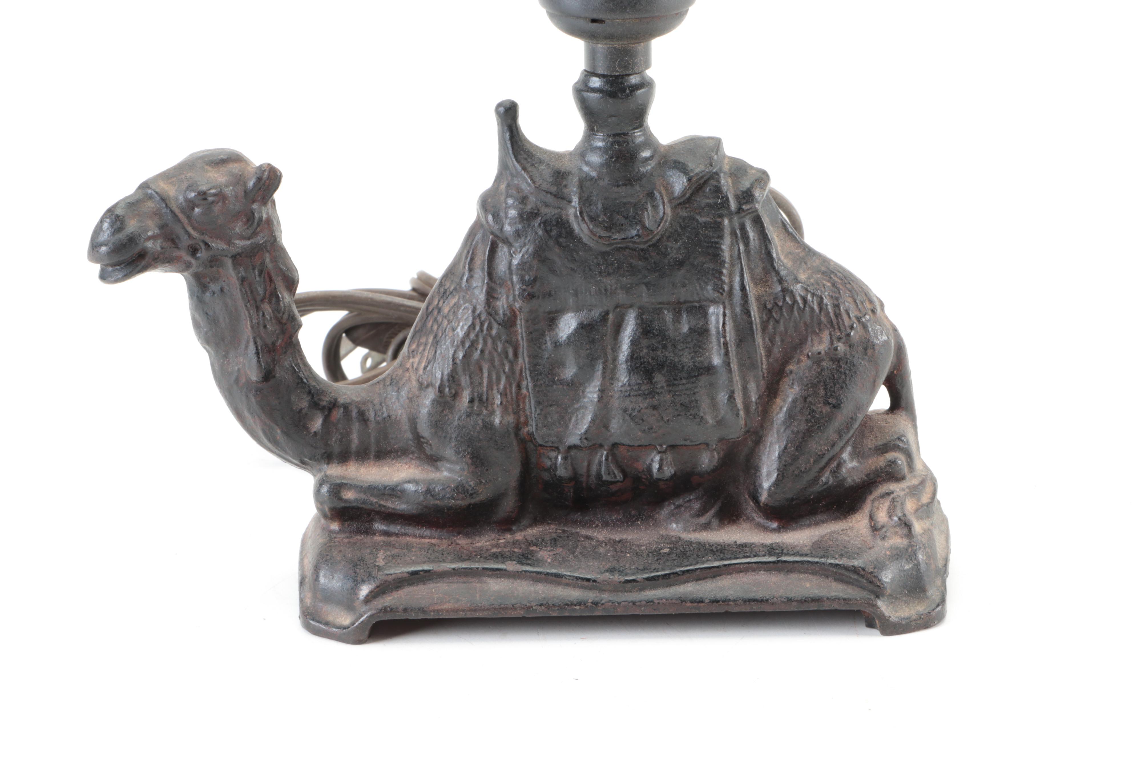 French Orientalist Style Cast Iron Camel Accent Lamp, Late 19th/Early 20th C