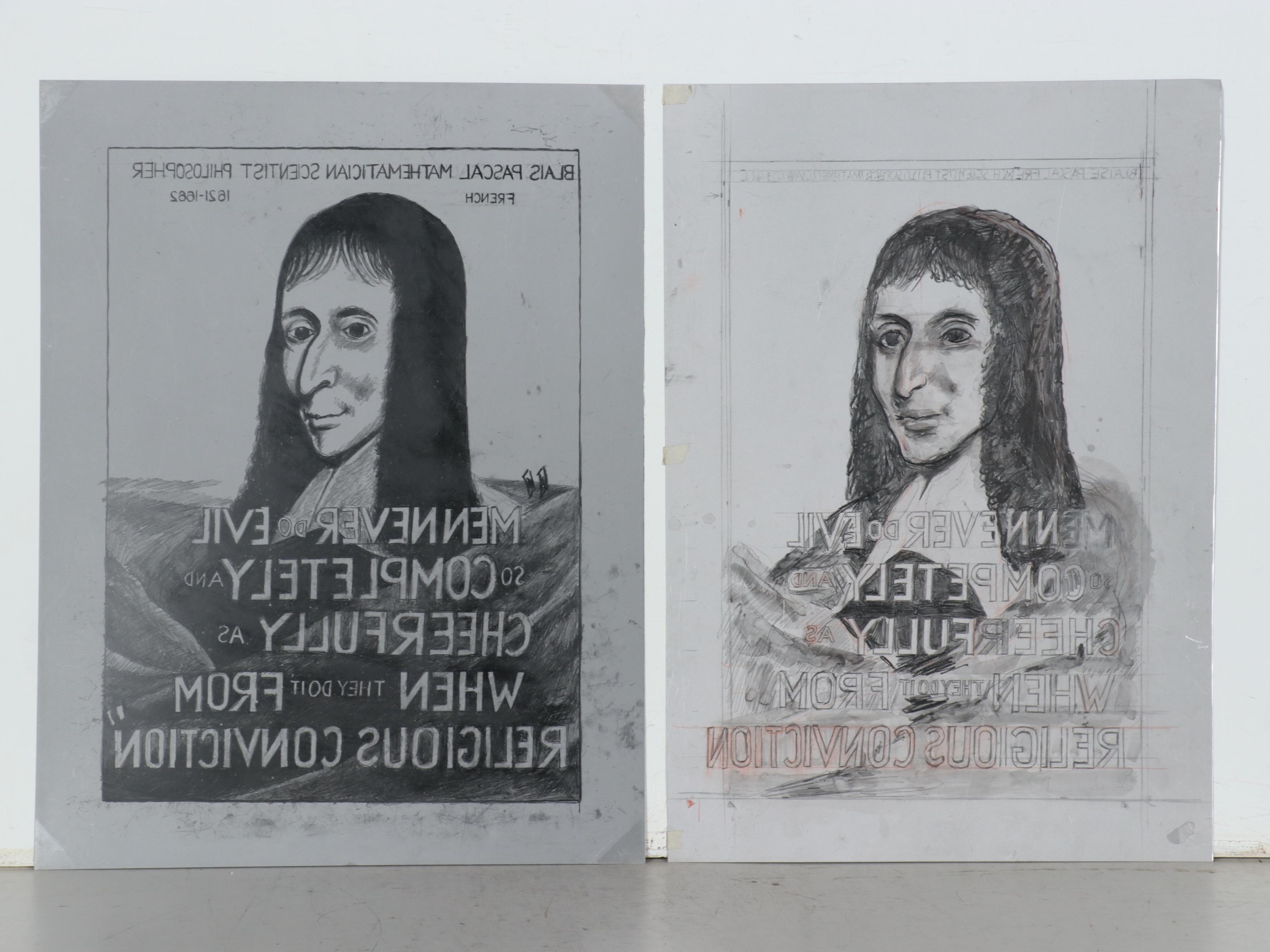 Sidney Chafetz Lithograph and Lithograph Plates of Blais Pascal