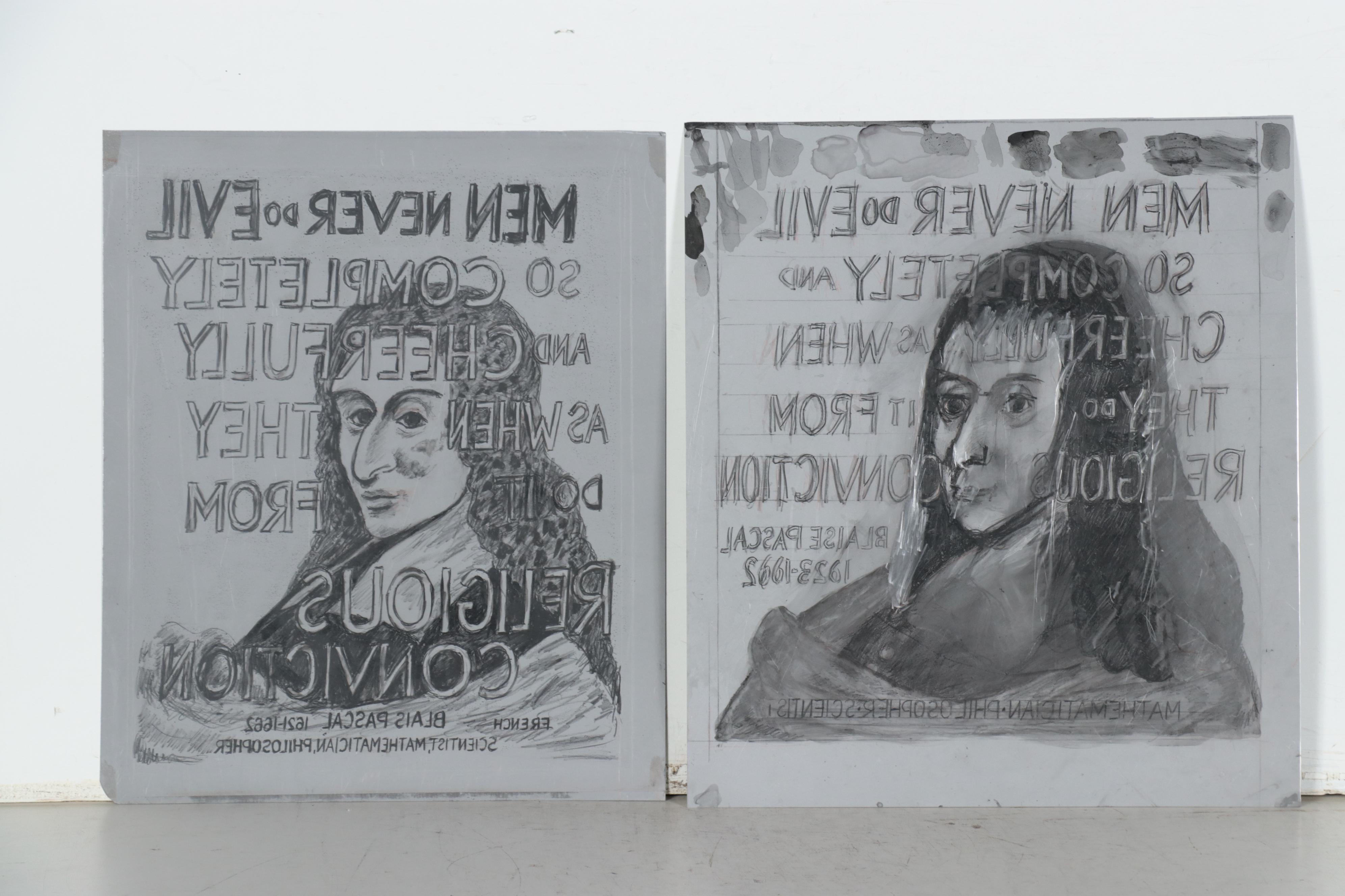 Sidney Chafetz Lithograph and Lithograph Plates of Blais Pascal