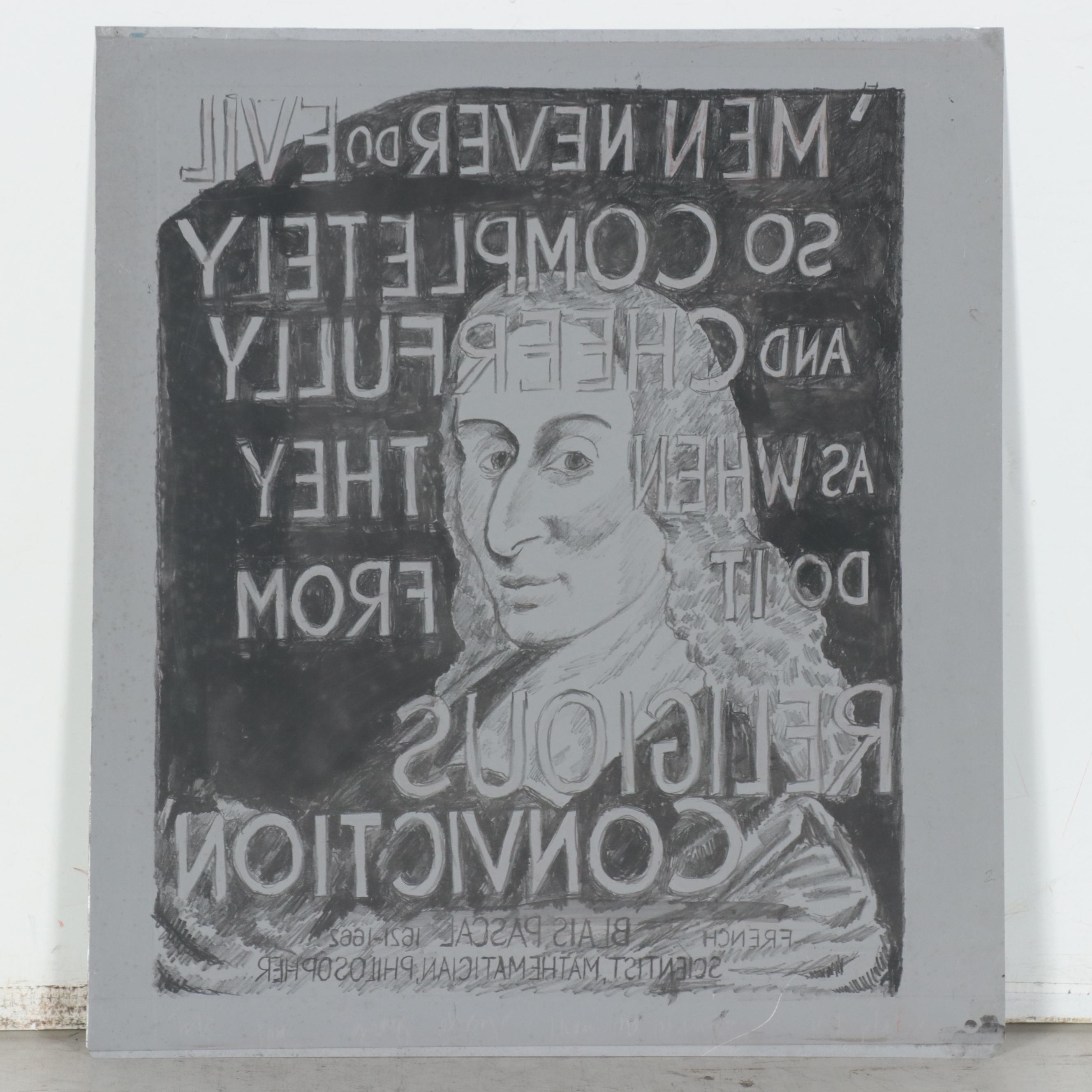 Sidney Chafetz Lithograph and Lithograph Plates of Blais Pascal