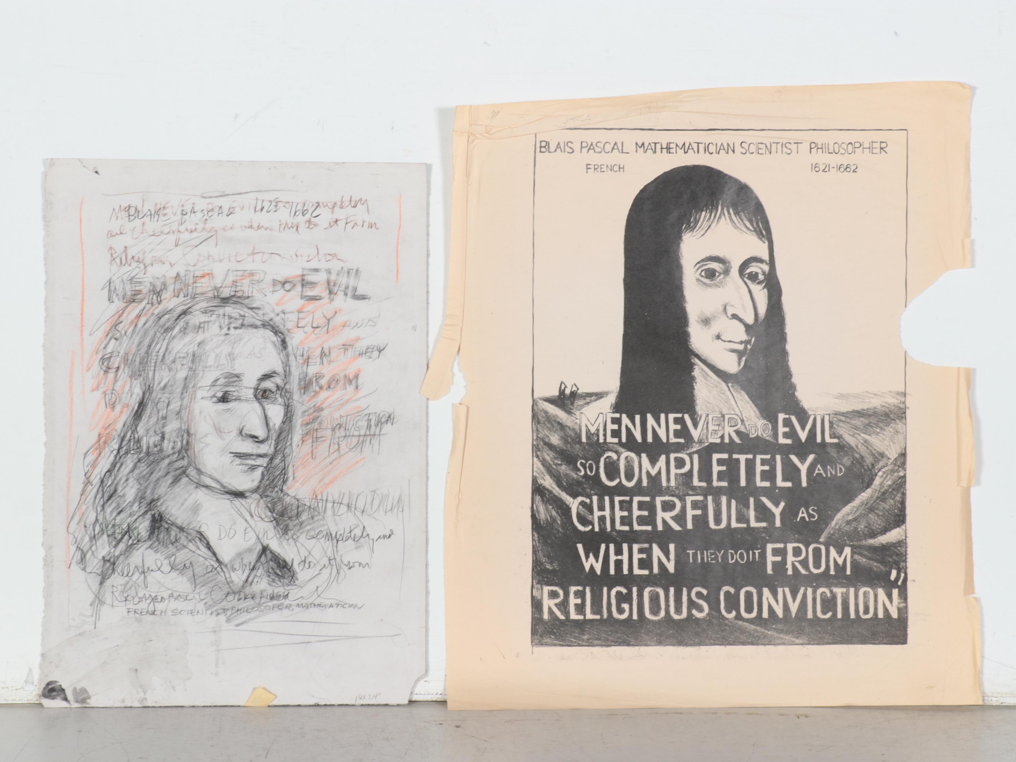 Sidney Chafetz Lithograph and Lithograph Plates of Blais Pascal