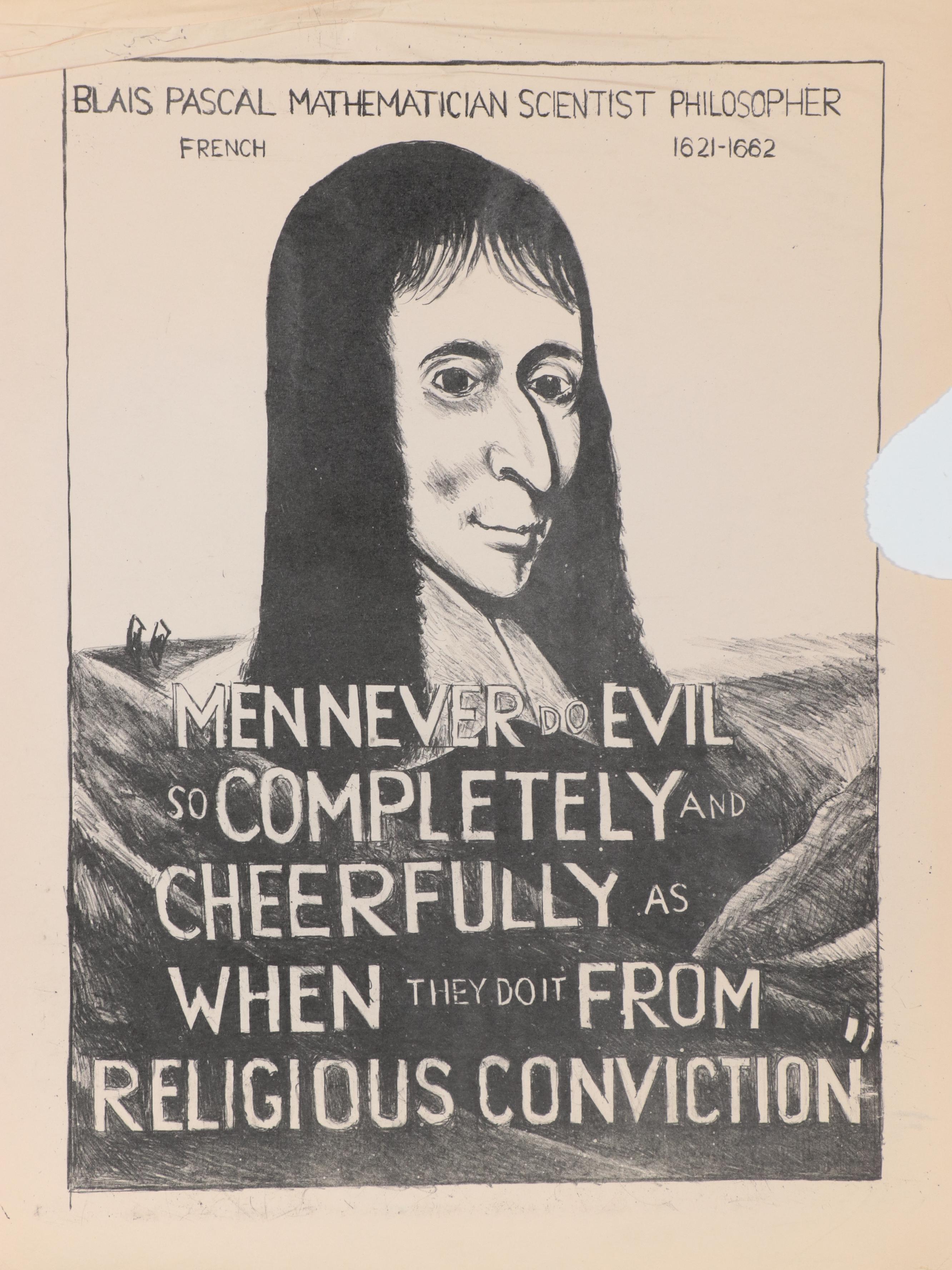 Sidney Chafetz Lithograph and Lithograph Plates of Blais Pascal