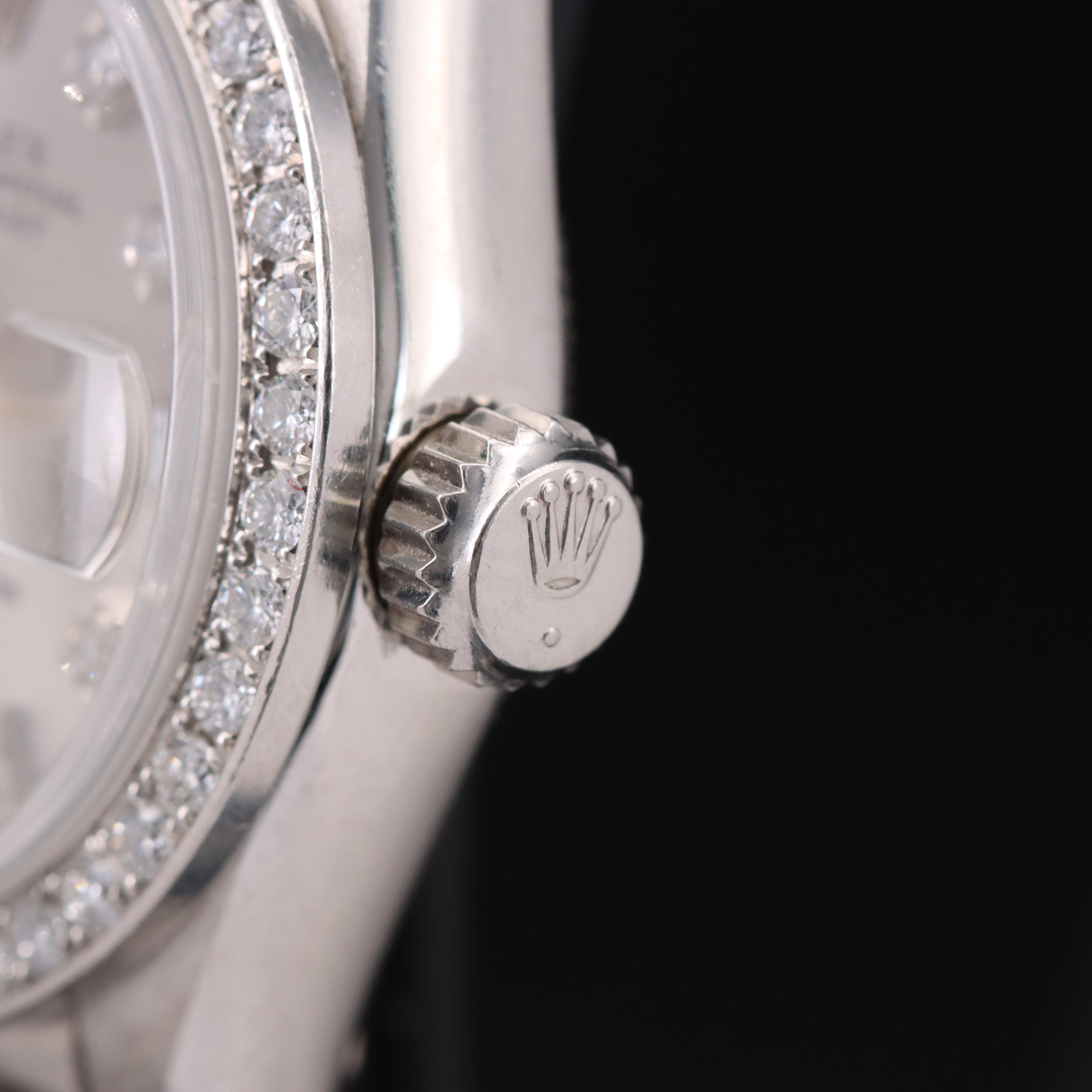 1995 Rolex Platinum Factory Diamond Dial and Custom Bezel Datejust Watch