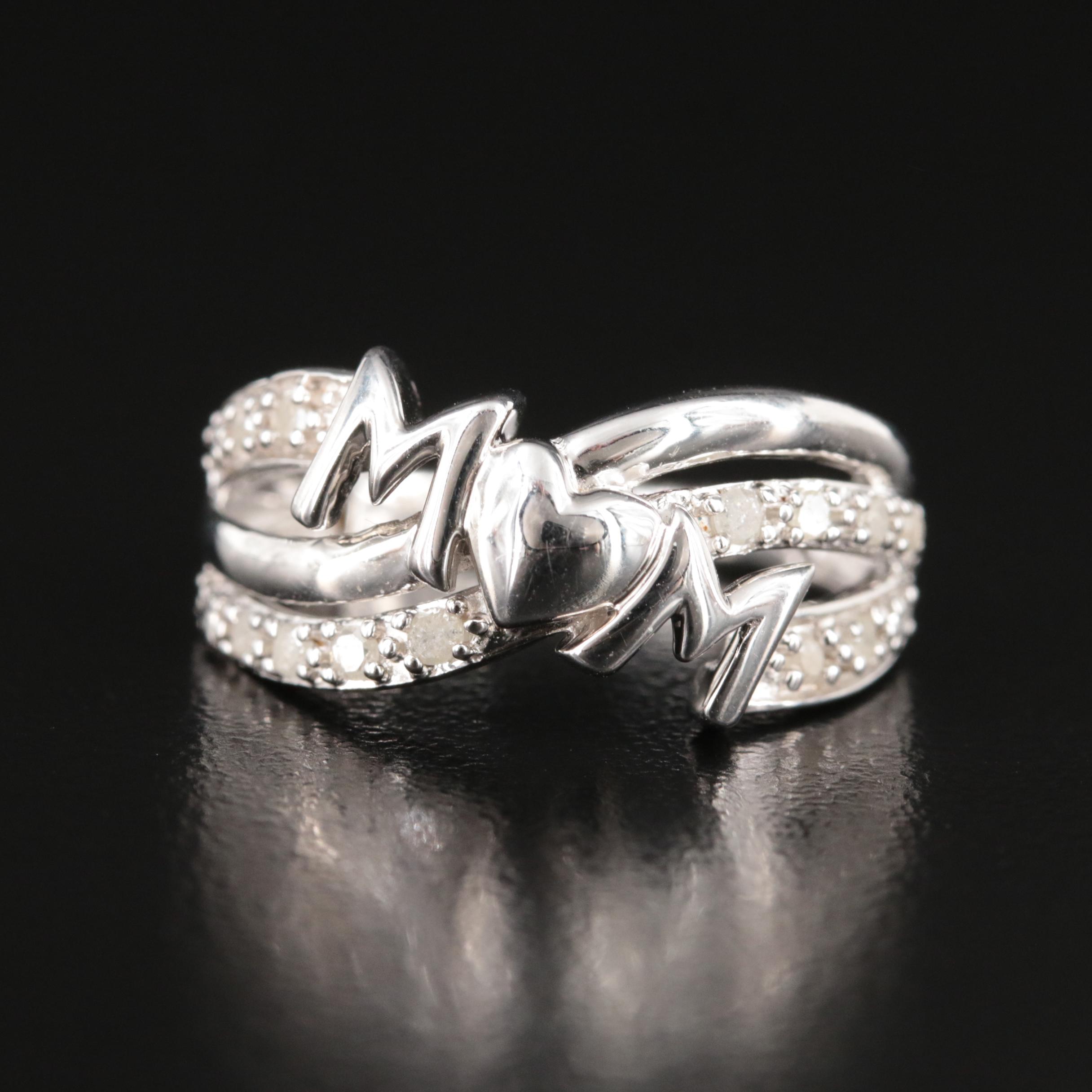 Sterling Diamond Mom Ring