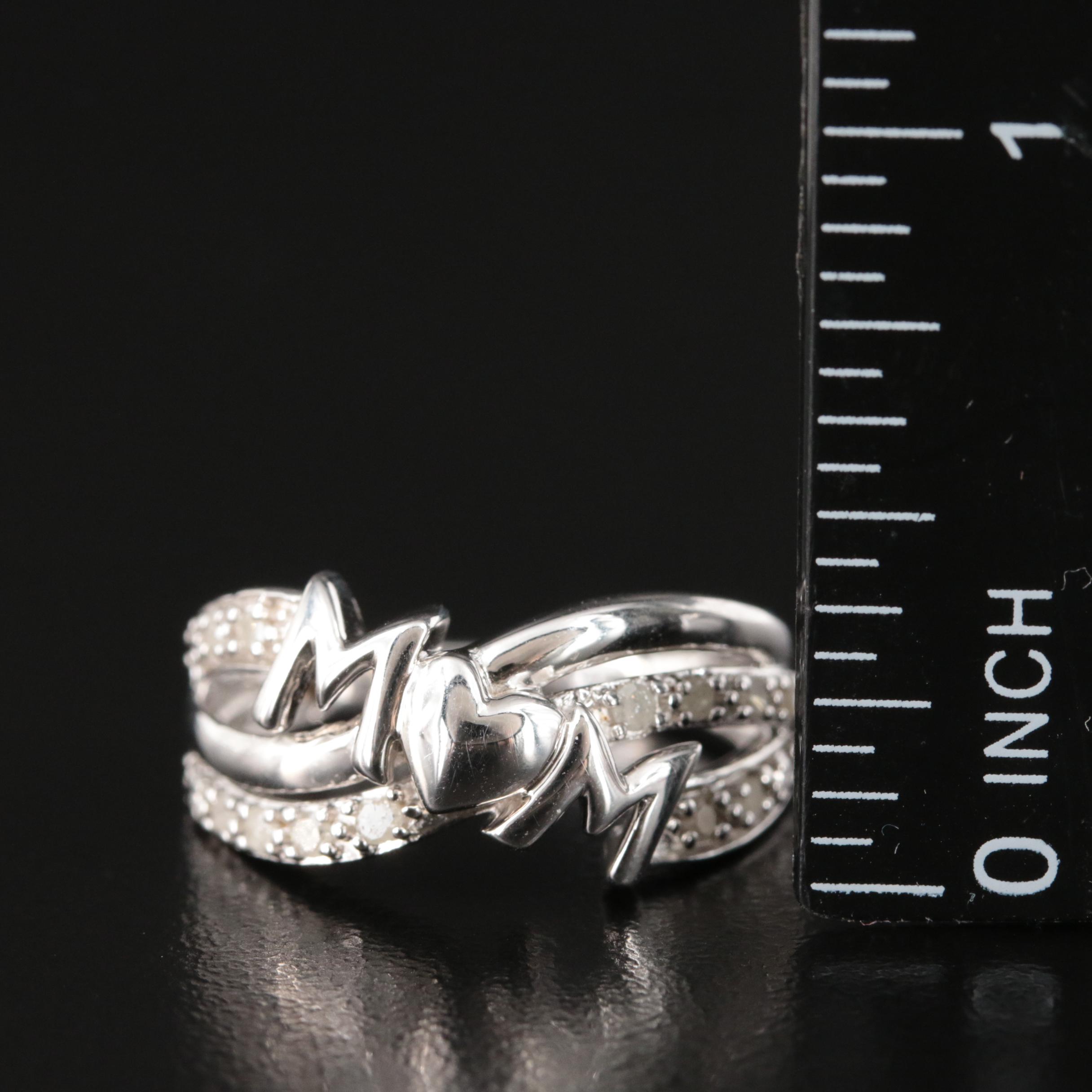Sterling Diamond Mom Ring