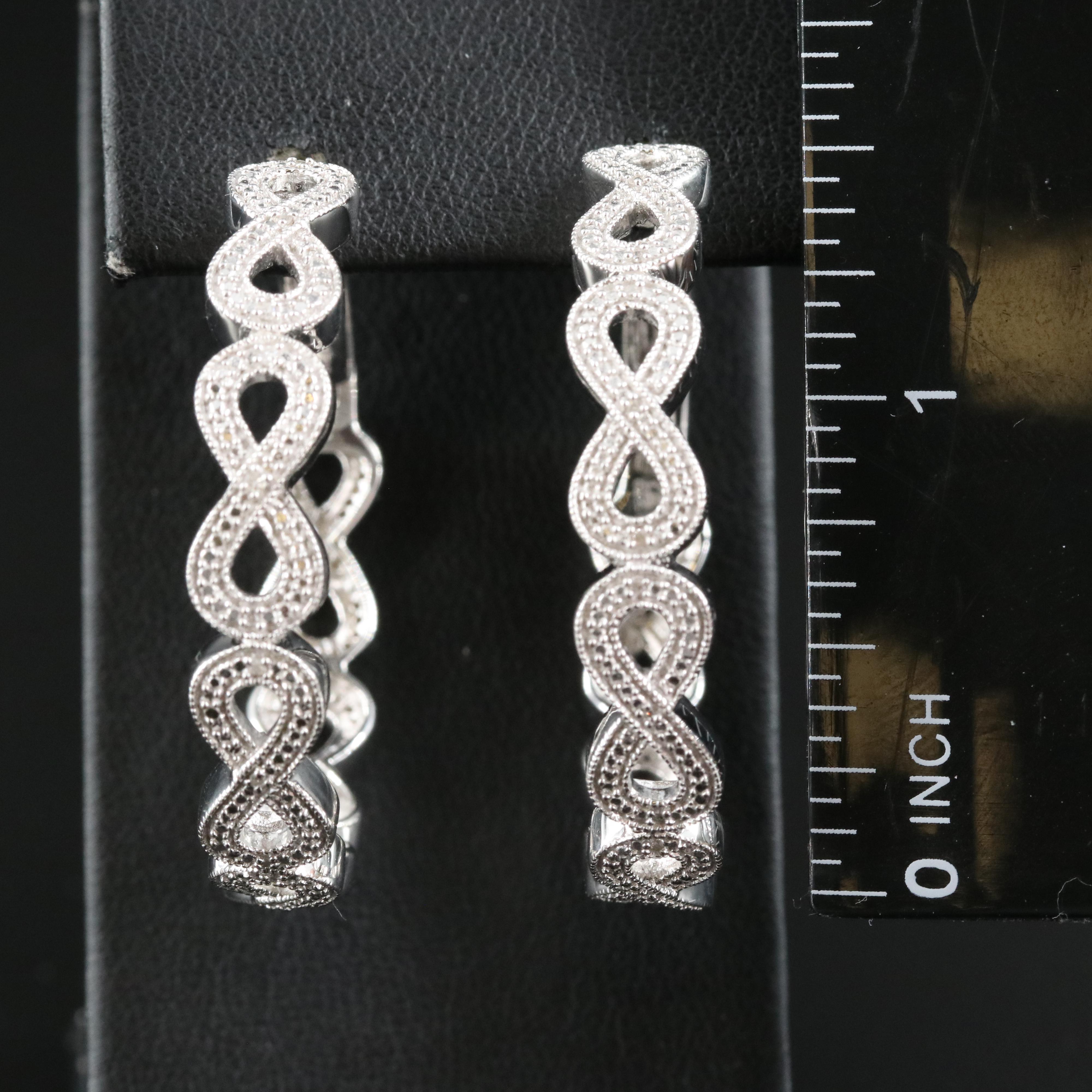 Sterling Diamond Infinity Hoop Earrings