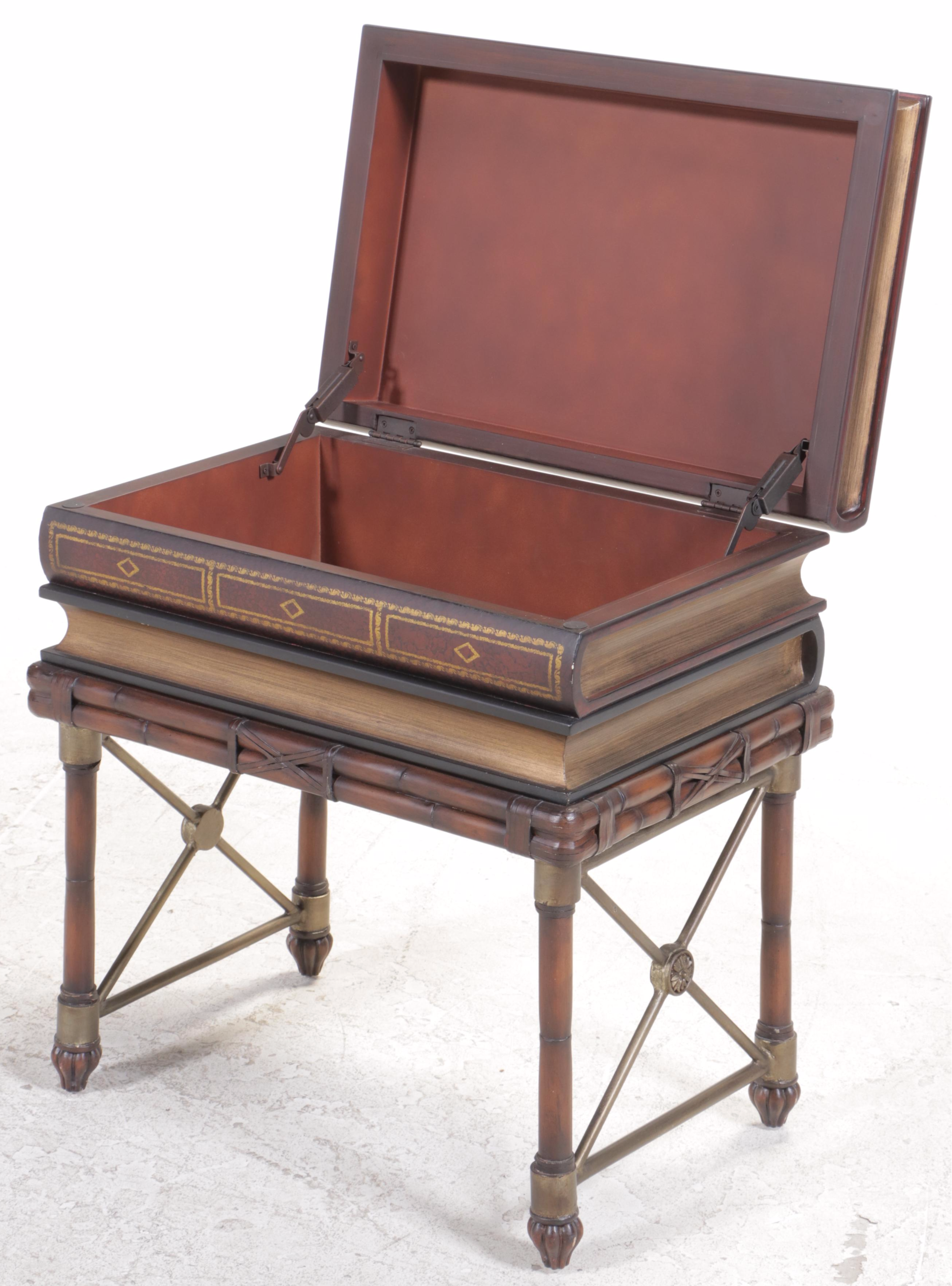 Neoclassical Style "Stacked Books" Side Table with Hinged Lid