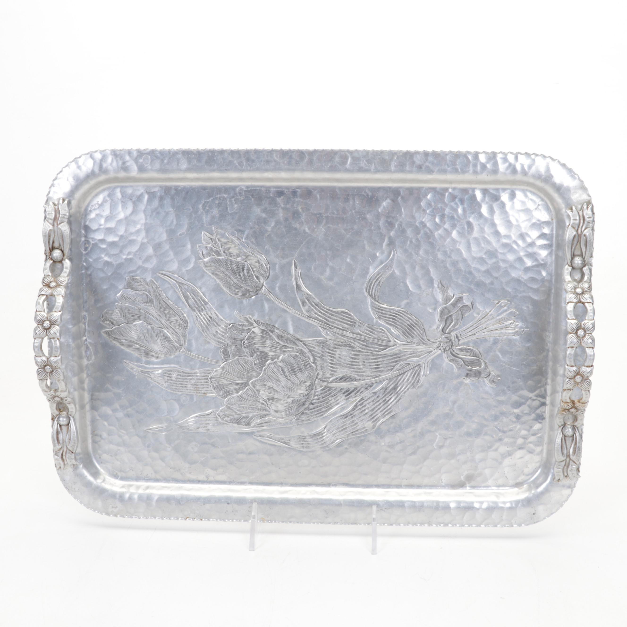 Rodney Kent Aluminum Trays with Libbey Silver Leaf and Grape Cluster Tumblers