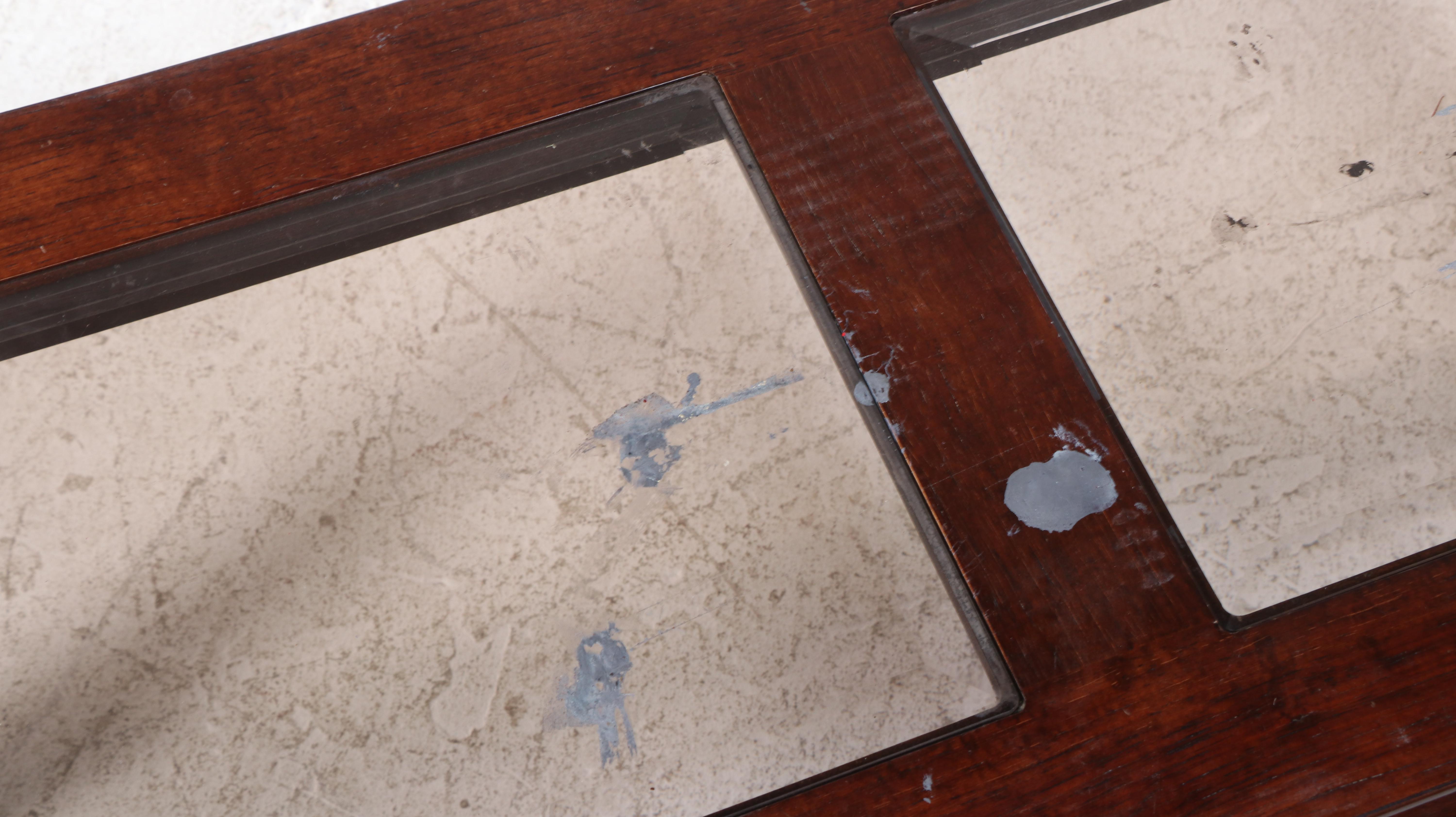 Bernhardt Hardwood and Glass Top Chinoiserie Console Table and Two Stools