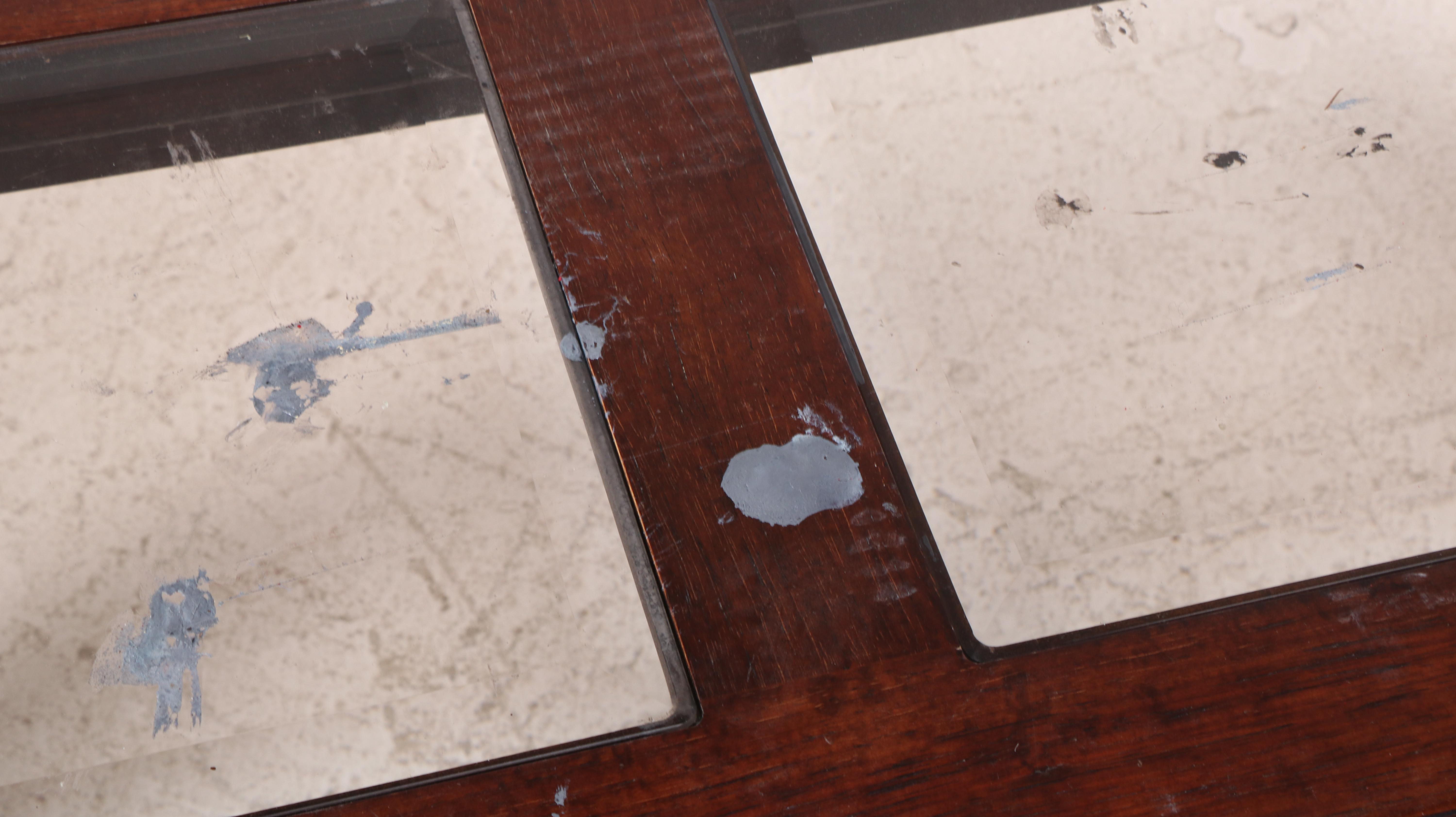 Bernhardt Hardwood and Glass Top Chinoiserie Console Table and Two Stools