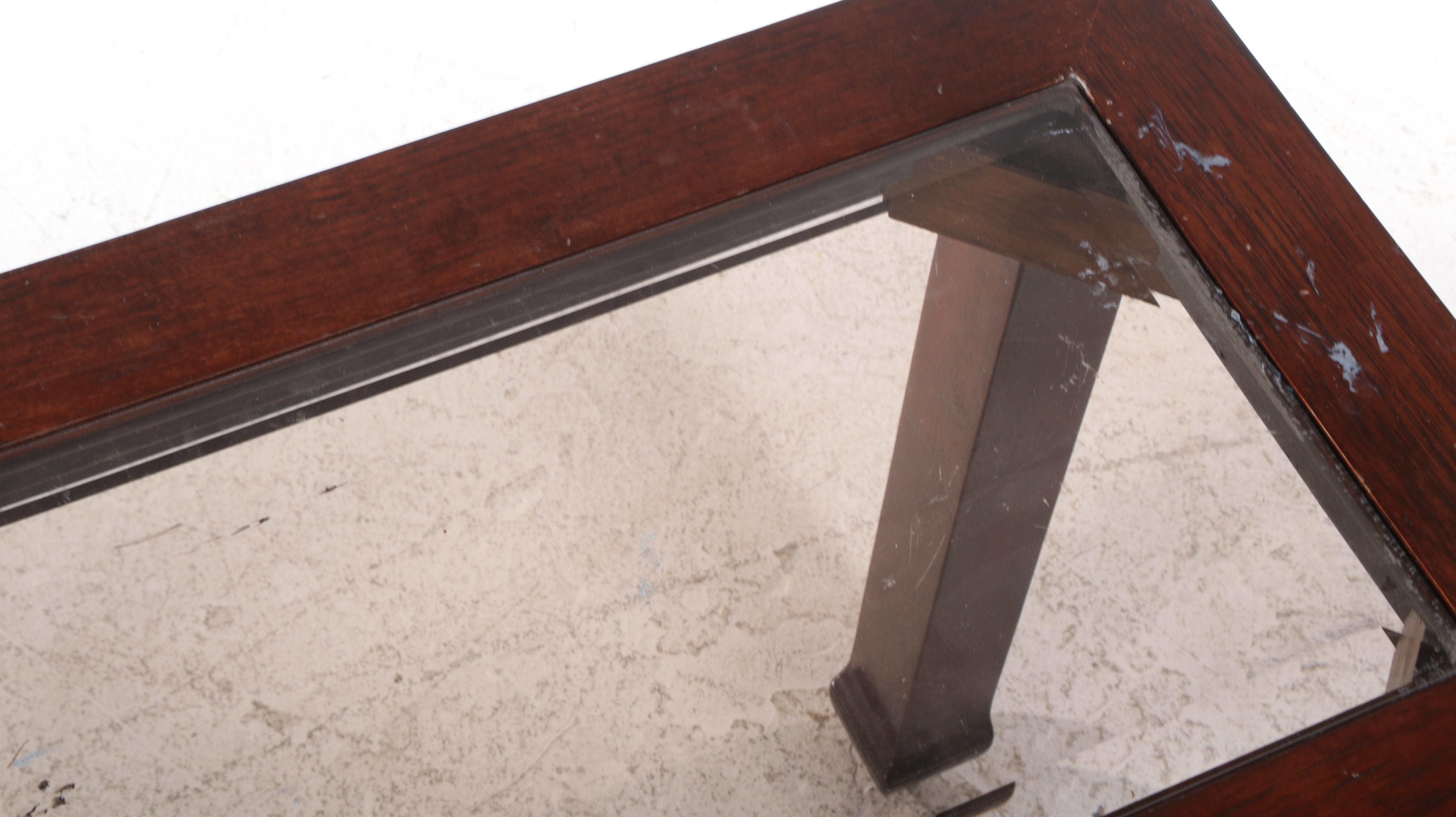 Bernhardt Hardwood and Glass Top Chinoiserie Console Table and Two Stools