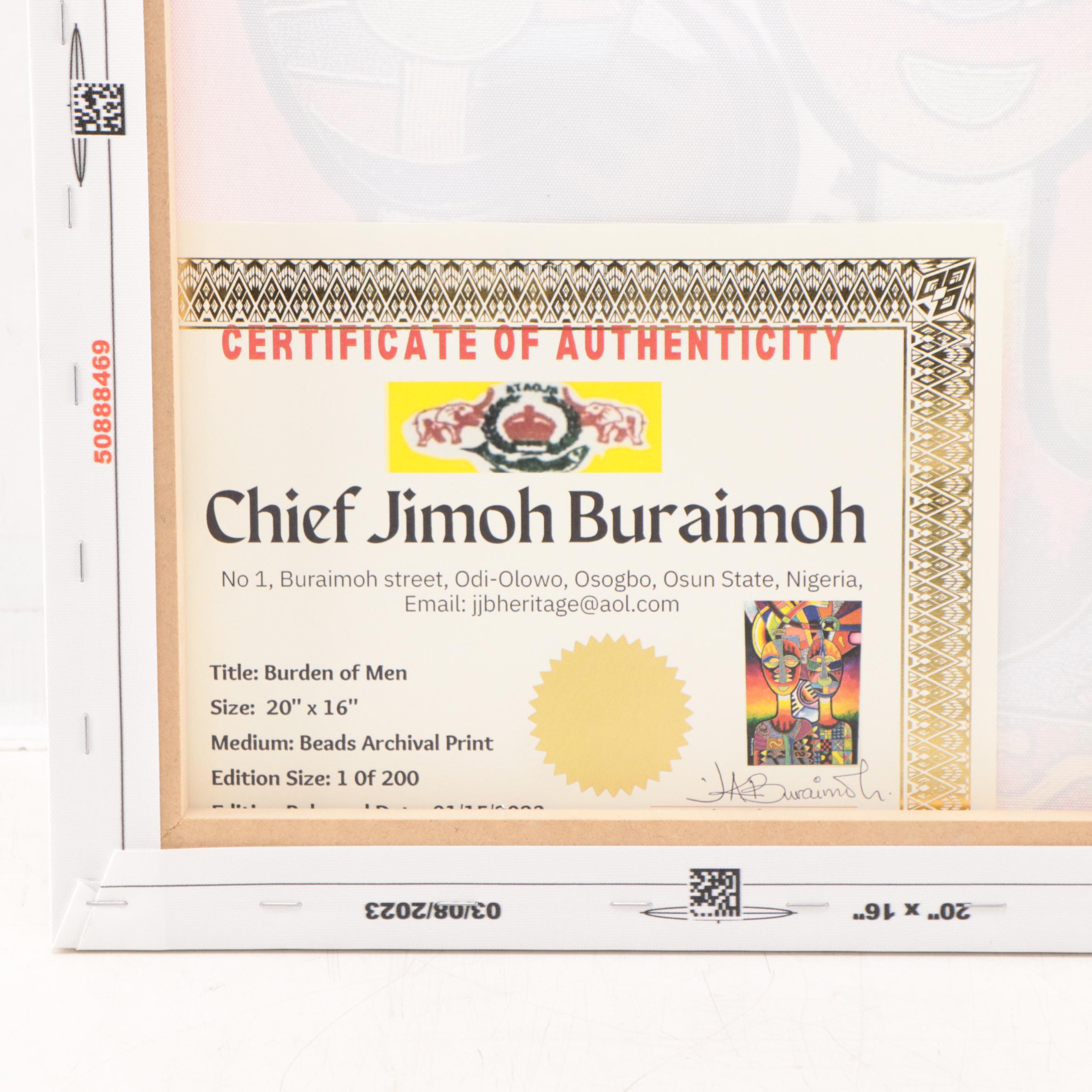 Chief Jimoh Buraimoh Giclée "Burden of Men," 2023