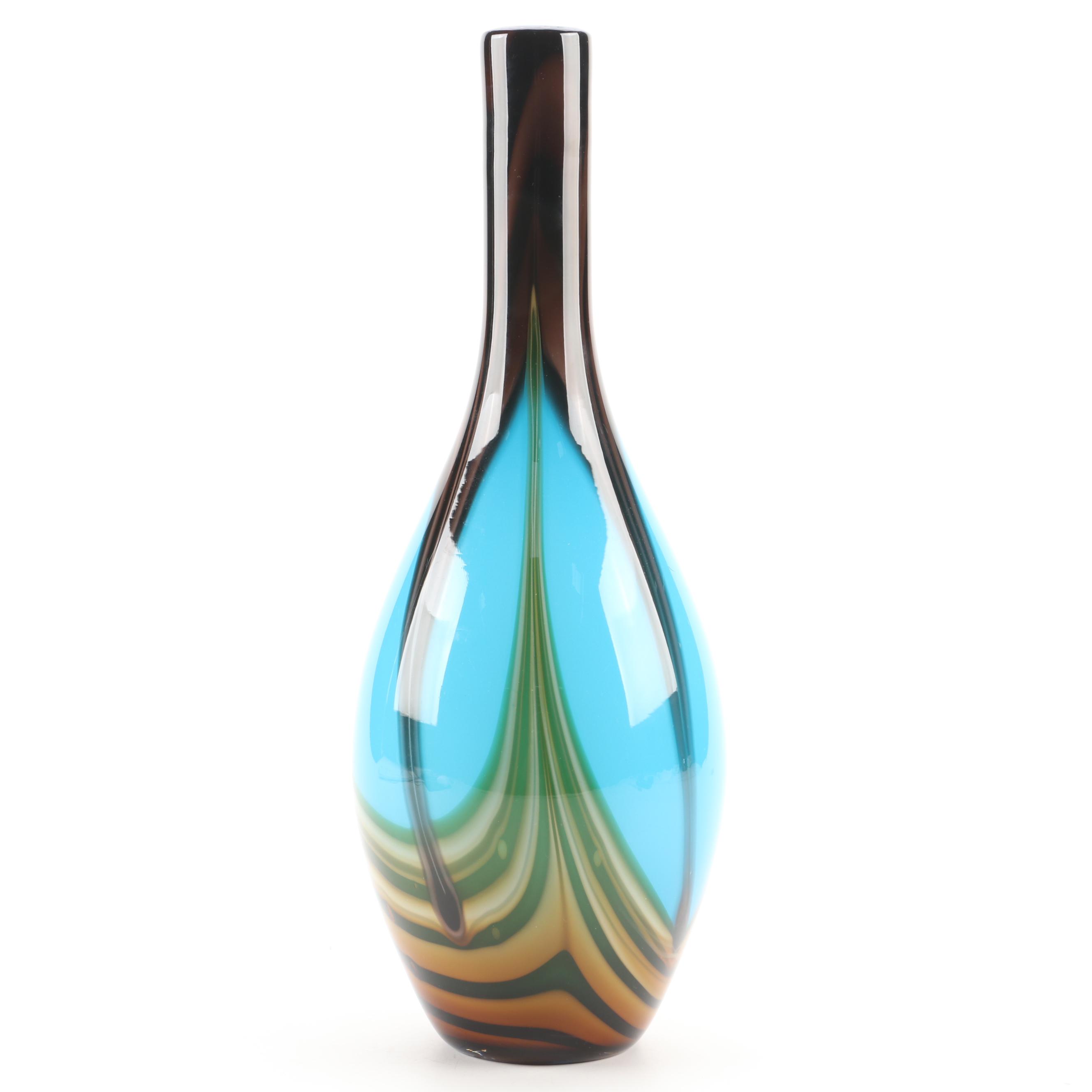 Murano Style Aventurine, Feathered and Confetti Art Glass Vases