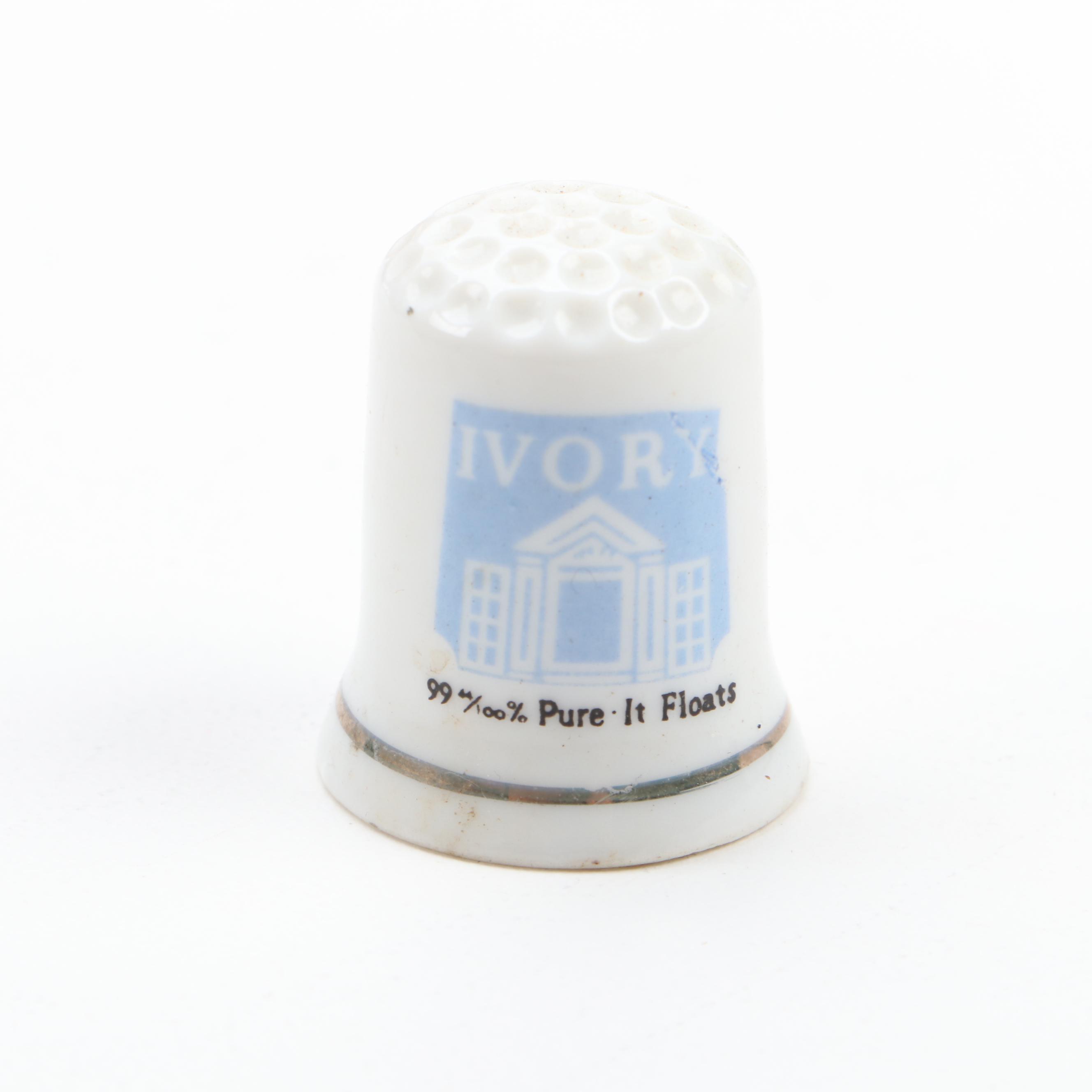 Simons Brothers Sterling Silver Thimbles with Other Sewing Supplies