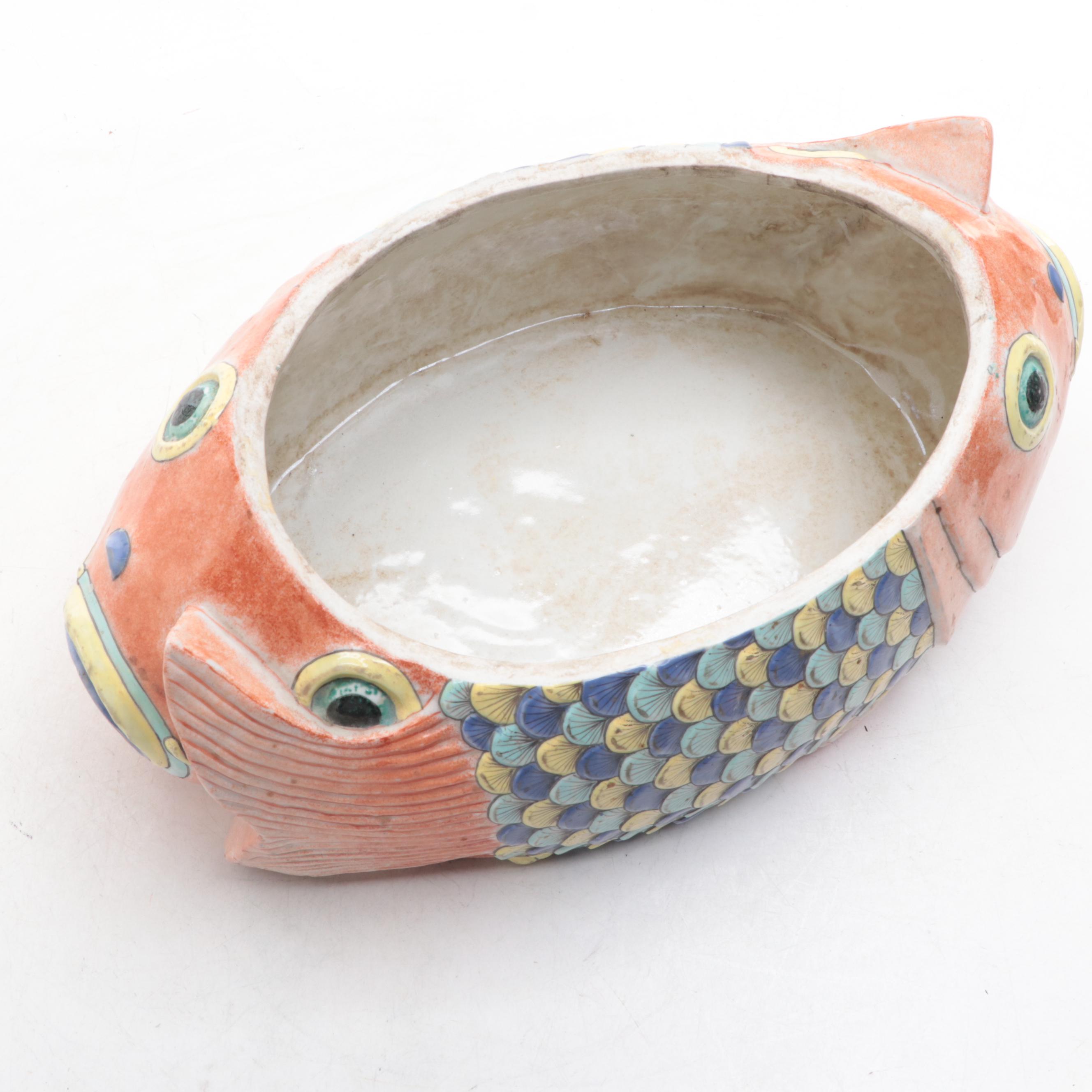 Chinese Export Porcelain Double Koi Fish-Form Tureen