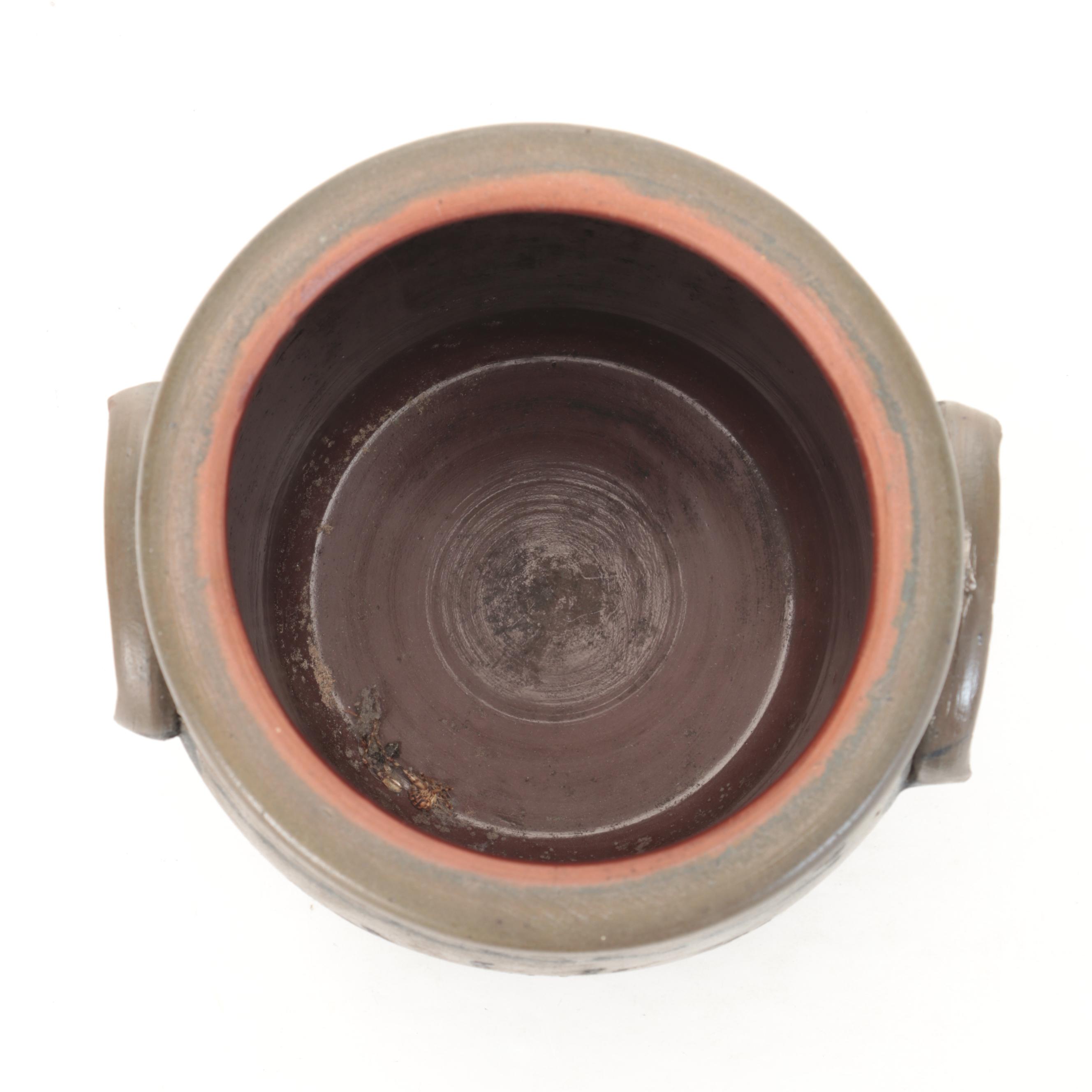 Hamilton & Jones Stoneware Crock with Cobalt Freehand and Stenciled Designs