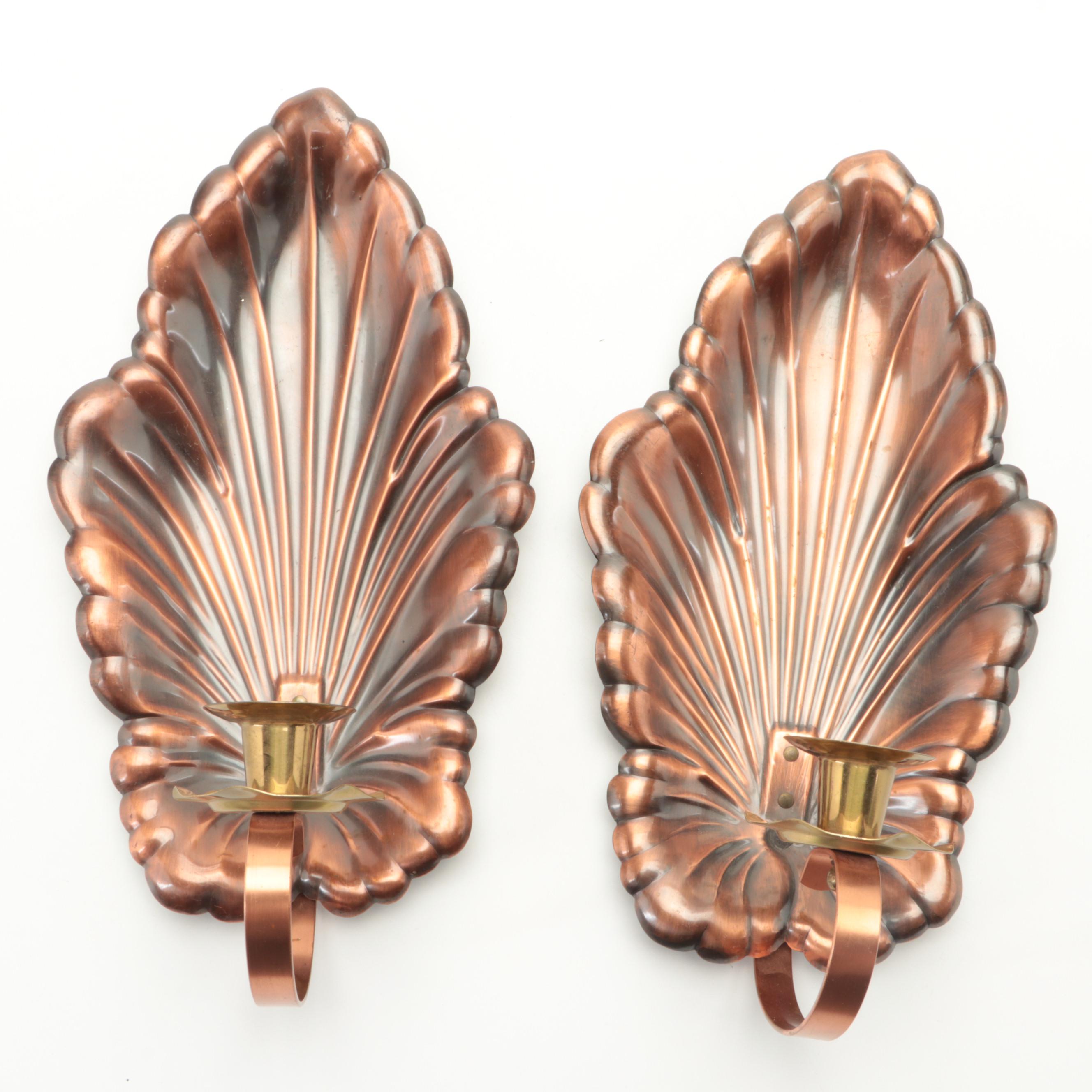 Coppercraft Guild Candle Sconces with Gregorian Copper Bowl