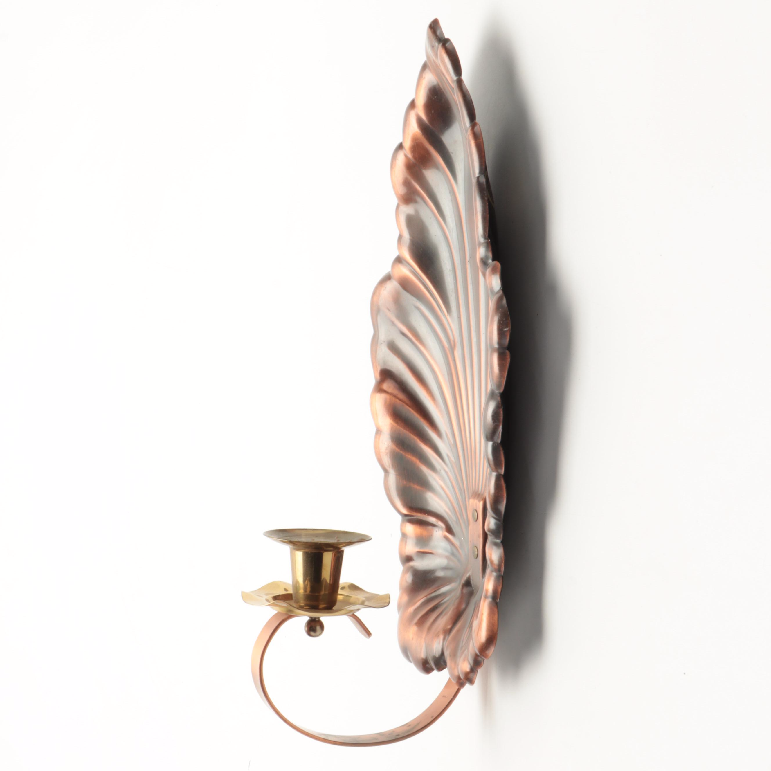 Coppercraft Guild Candle Sconces with Gregorian Copper Bowl