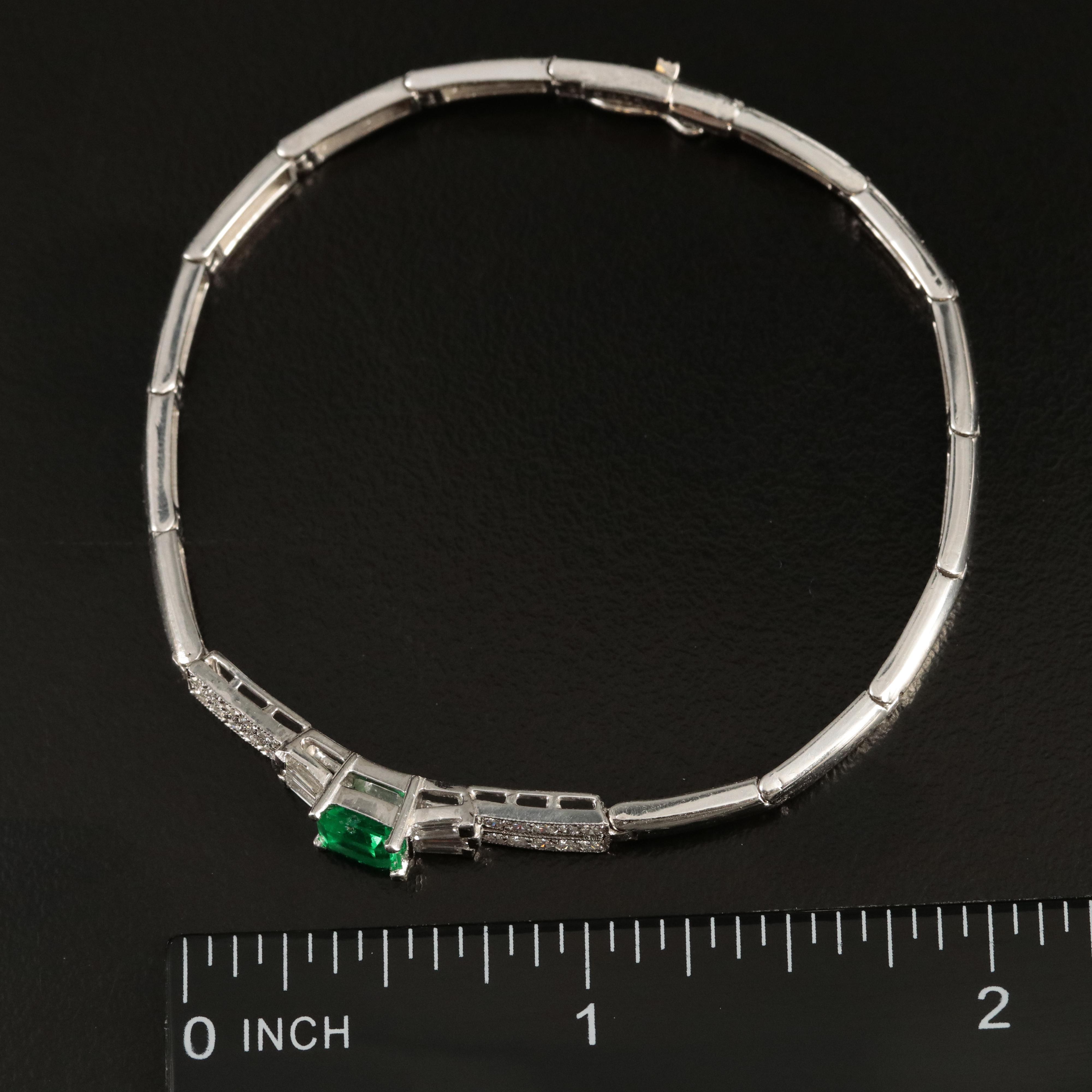 Platinum Emerald and Diamond Bracelet