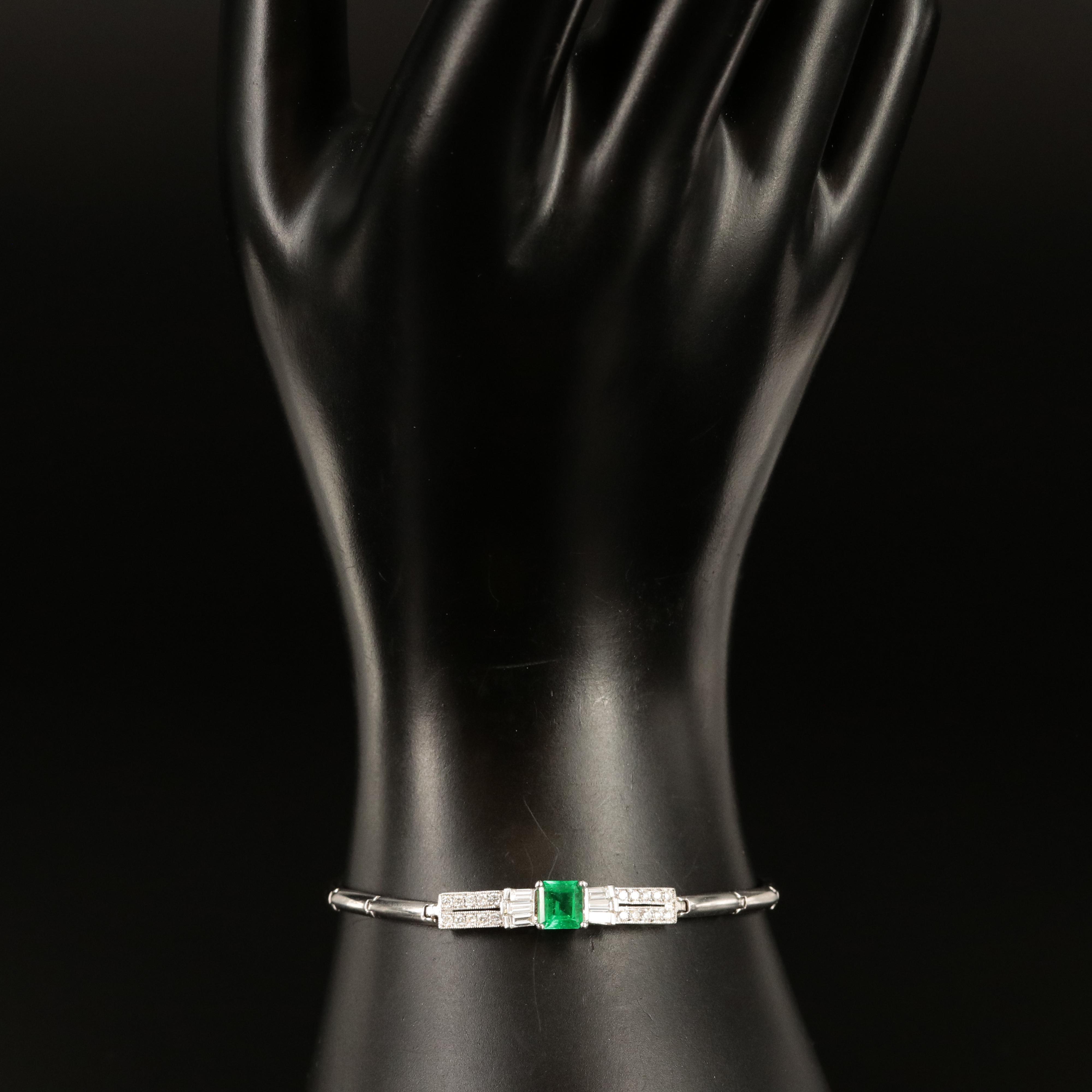 Platinum Emerald and Diamond Bracelet